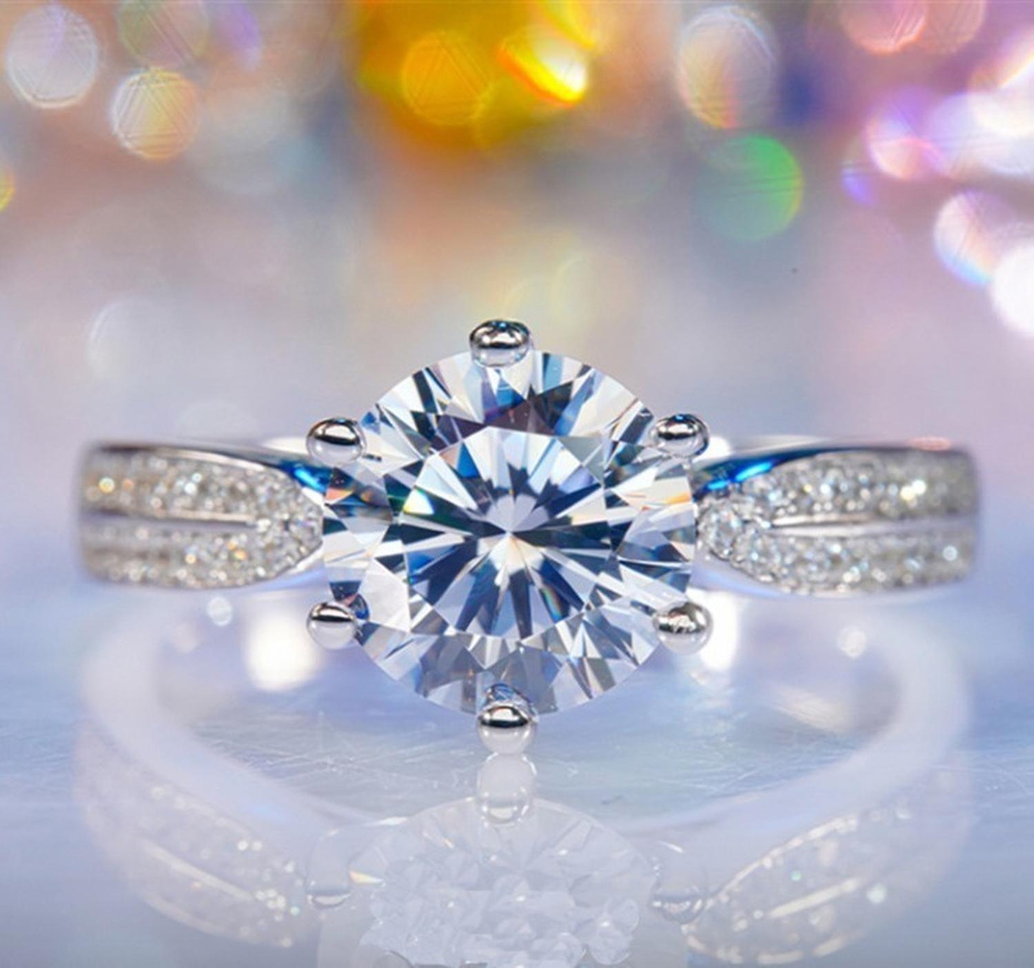 Anillo Plata Fina 925 Piedra Moissanita Mujer Regalo Joyas-6