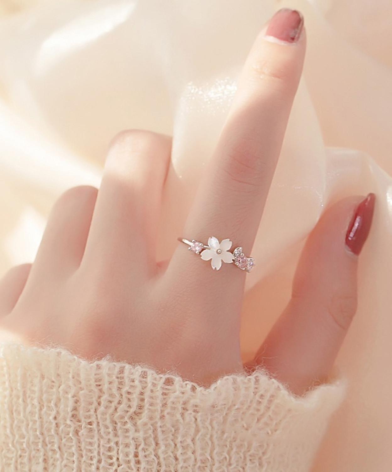 Anillo Plata 925 Flor Cerezo Cherry Blossom Mujer Regalo-1