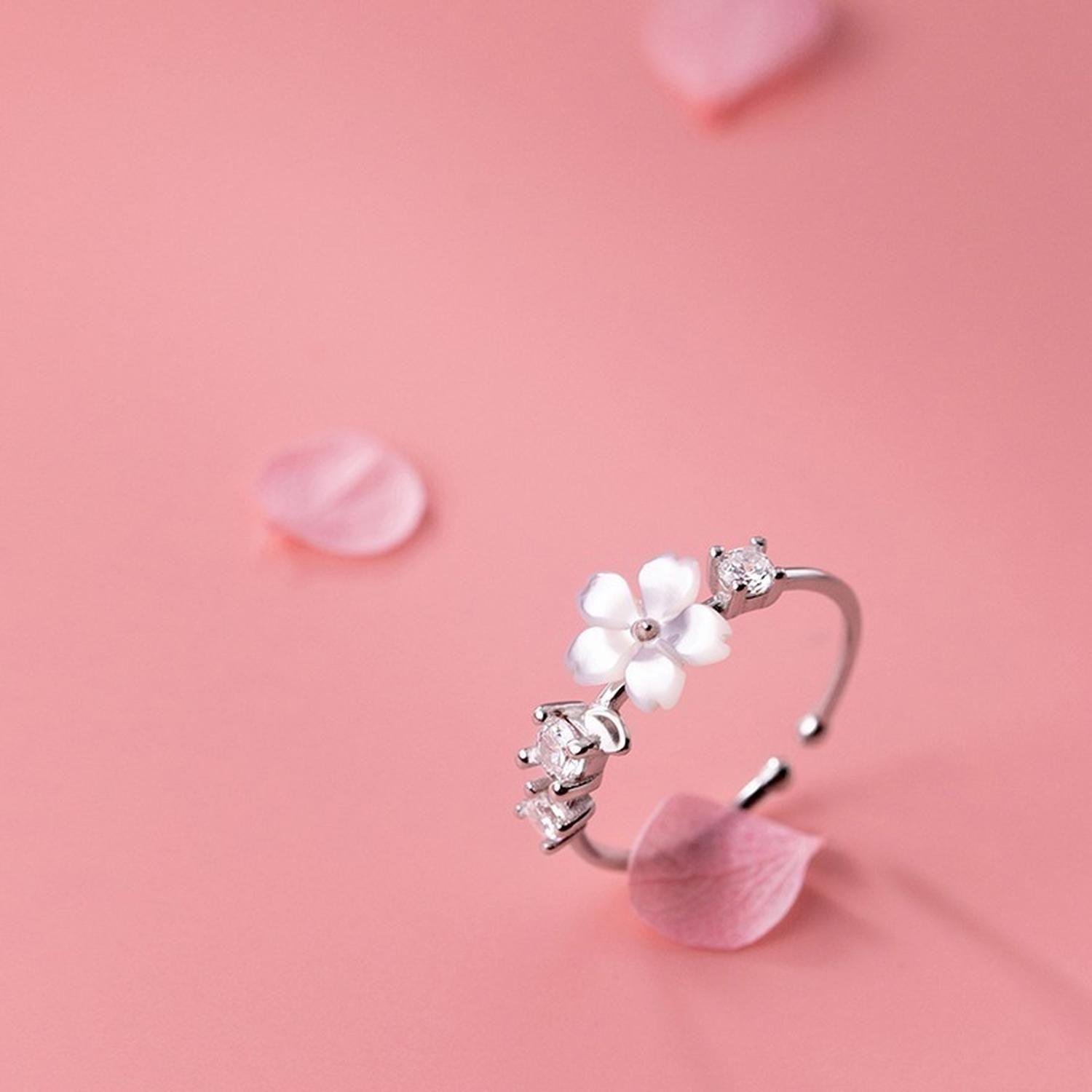 Anillo Plata 925 Flor Cerezo Cherry Blossom Mujer Regalo-2