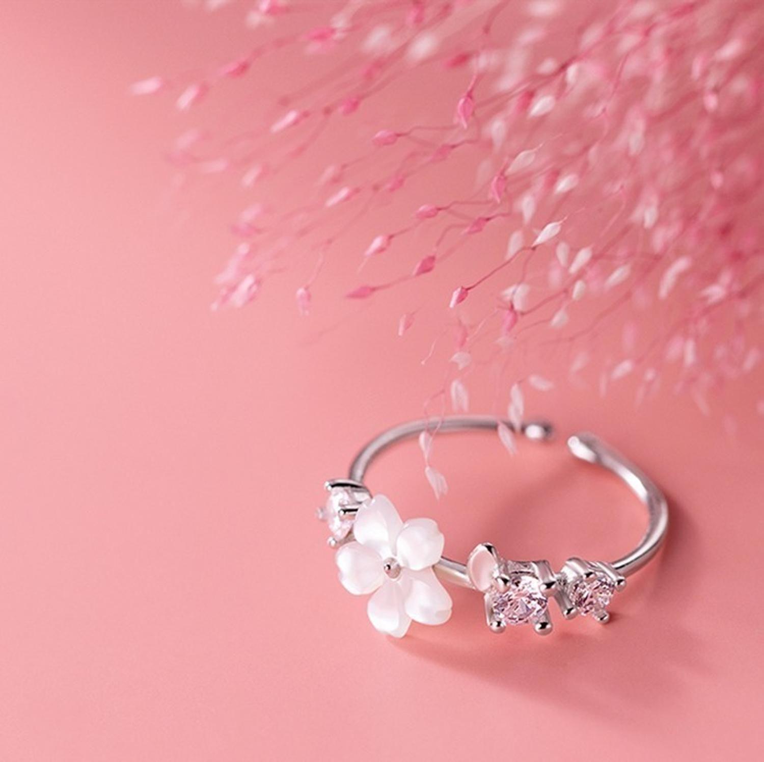 Anillo Plata 925 Flor Cerezo Cherry Blossom Mujer Regalo-3