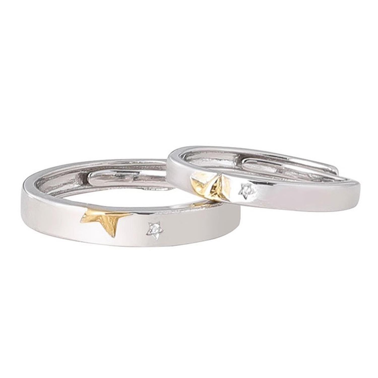 Anillo Alianzas Plata 925 Estrellas Parejas Compromiso Par-3