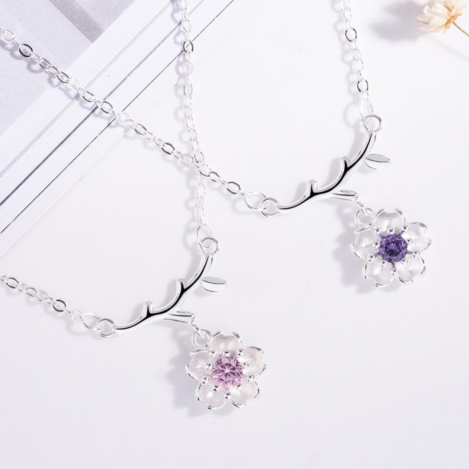 Collar Plata 925 Flores Sakura Cerezo Ciruelo Joyas Mujer-4