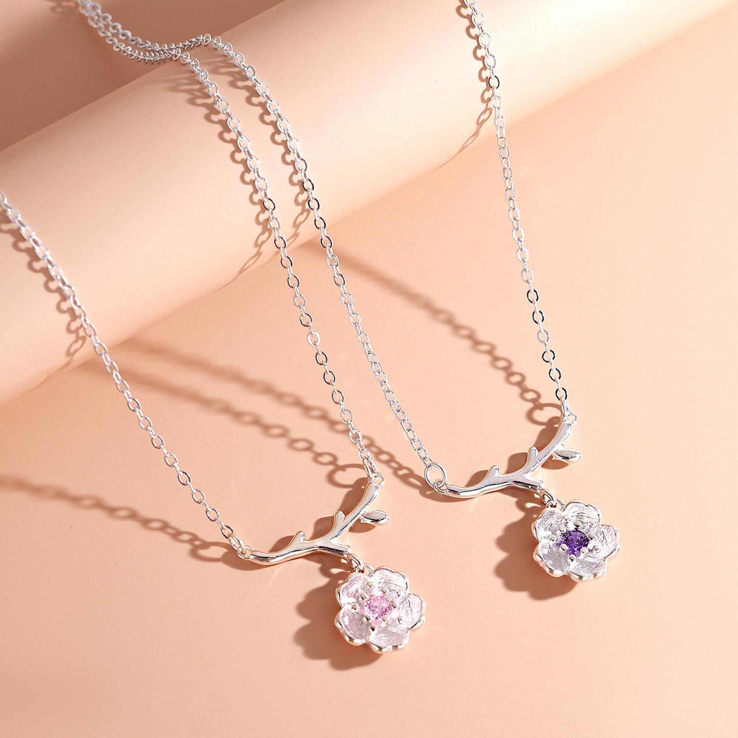 Collar Plata 925 Flores Sakura Cerezo Ciruelo Joyas Mujer-6