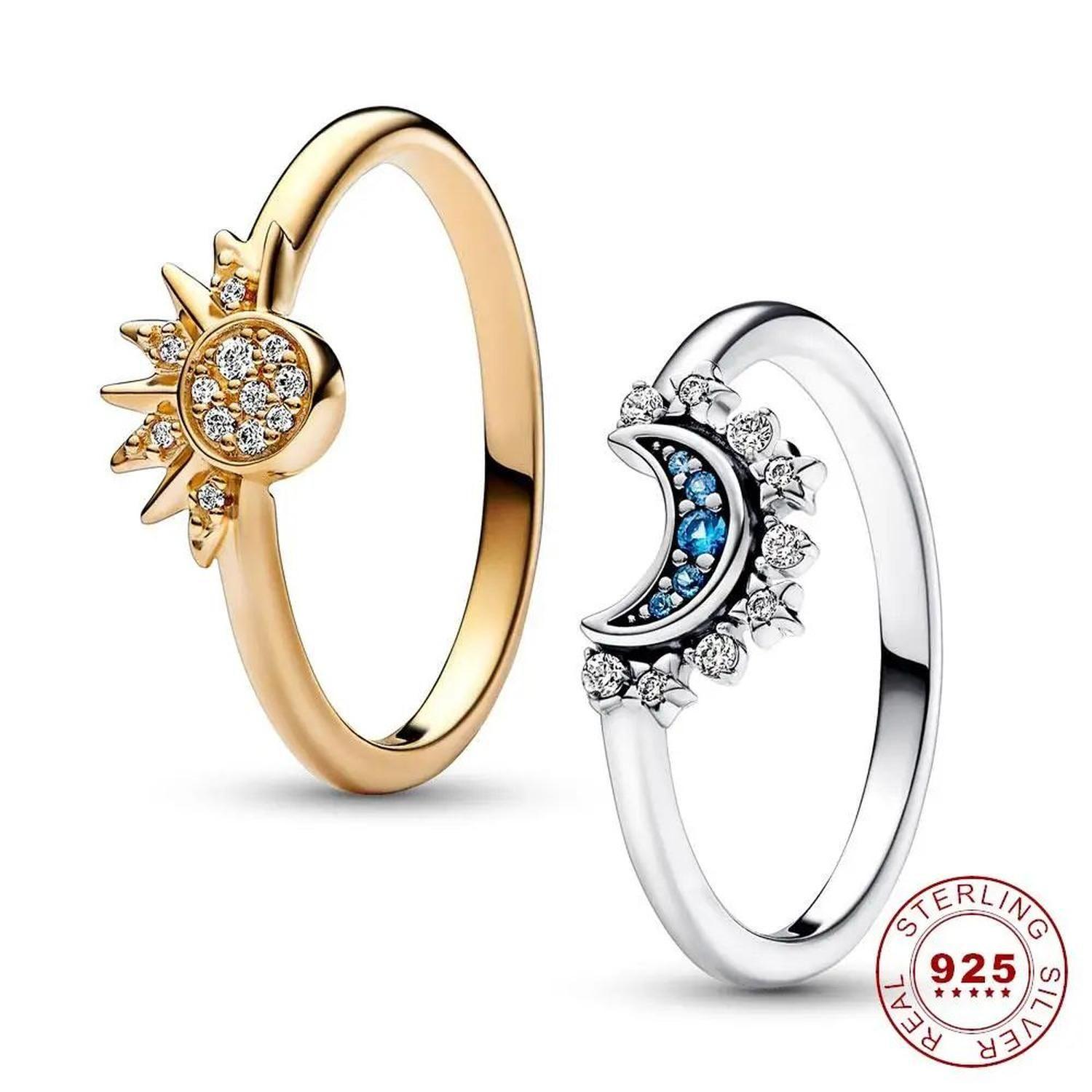 Anillo Parejas Compromiso Sol y Luna Ilusiones Ajustable Par-6