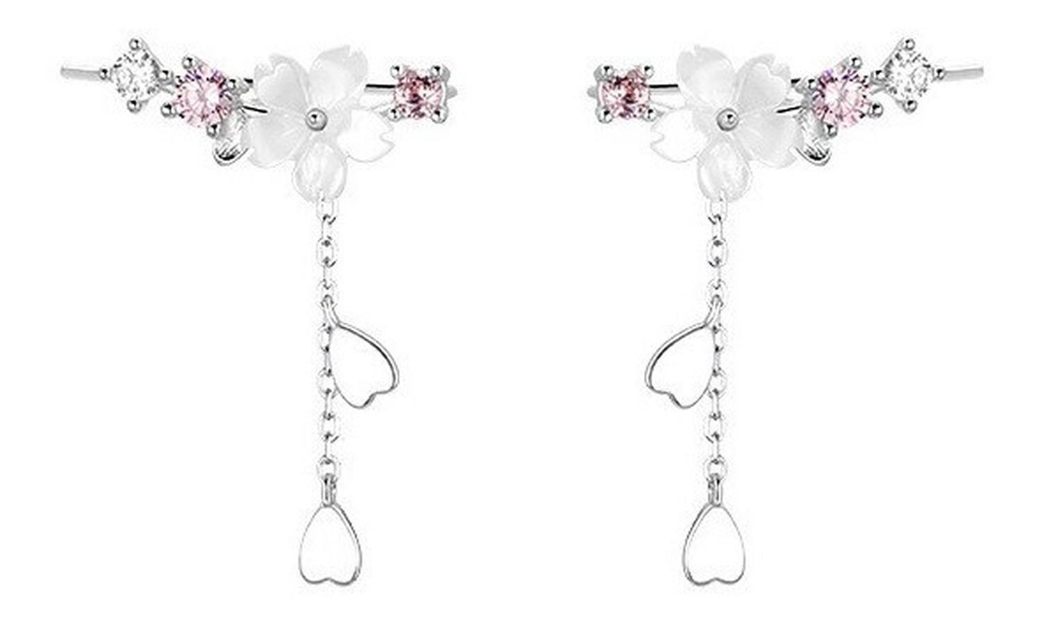 Conjunto Set Plata 925 Flor Cerezo Cherry Blossom Joya Amor-3