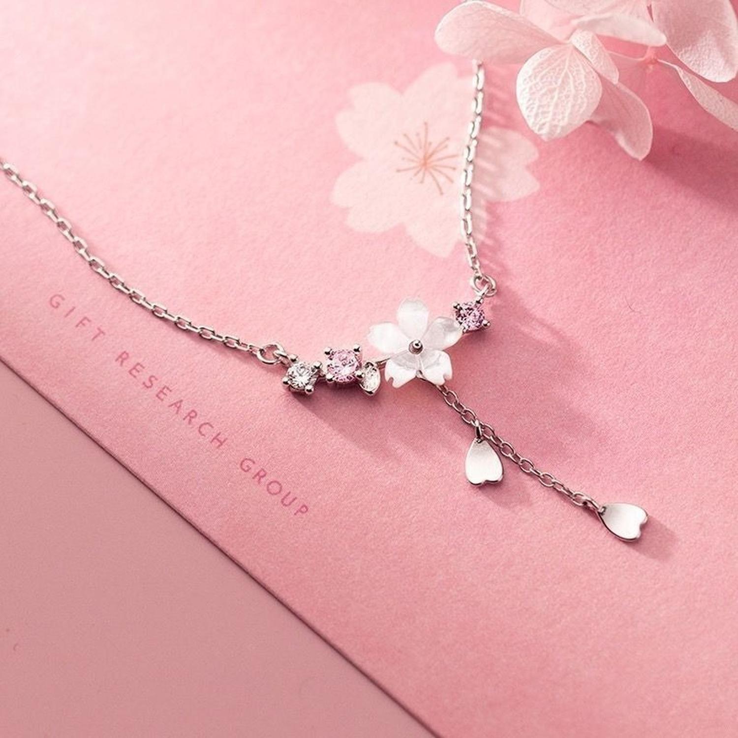 Conjunto Set Plata 925 Flor Cerezo Cherry Blossom Joya Amor-5