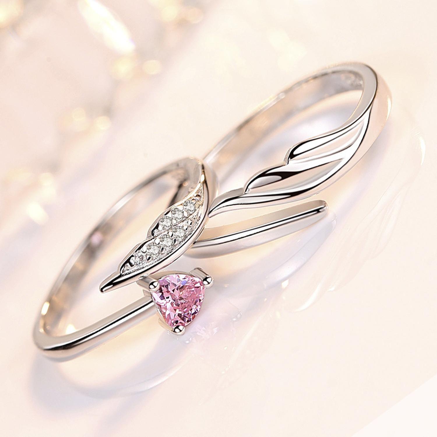Anillos Plata 925 Alas Angel Ilusion Ajustable Parejas Par-5