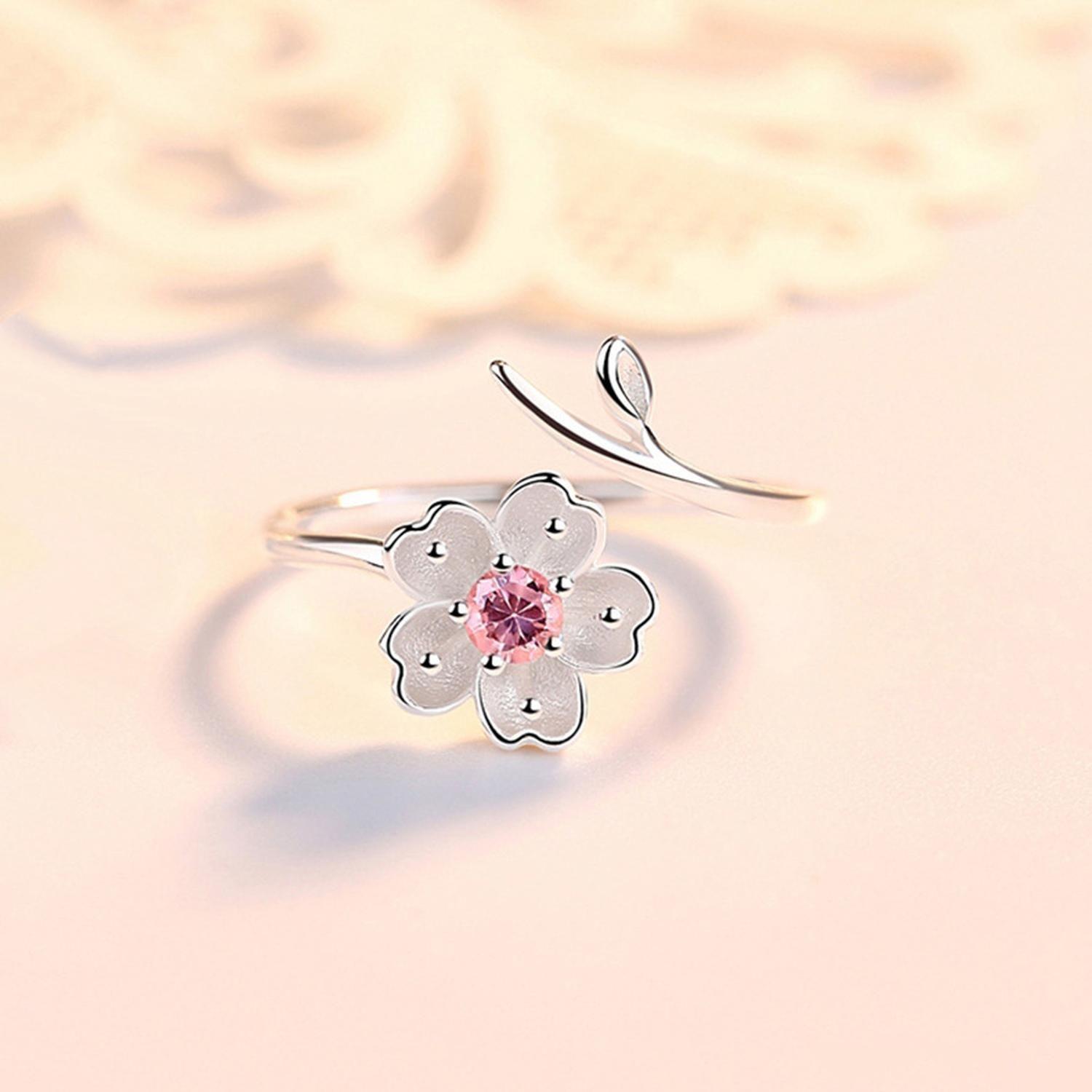 Anillo Plata 925 Flor Cerezo Ciruelo Blossom Mujer Regalo-2