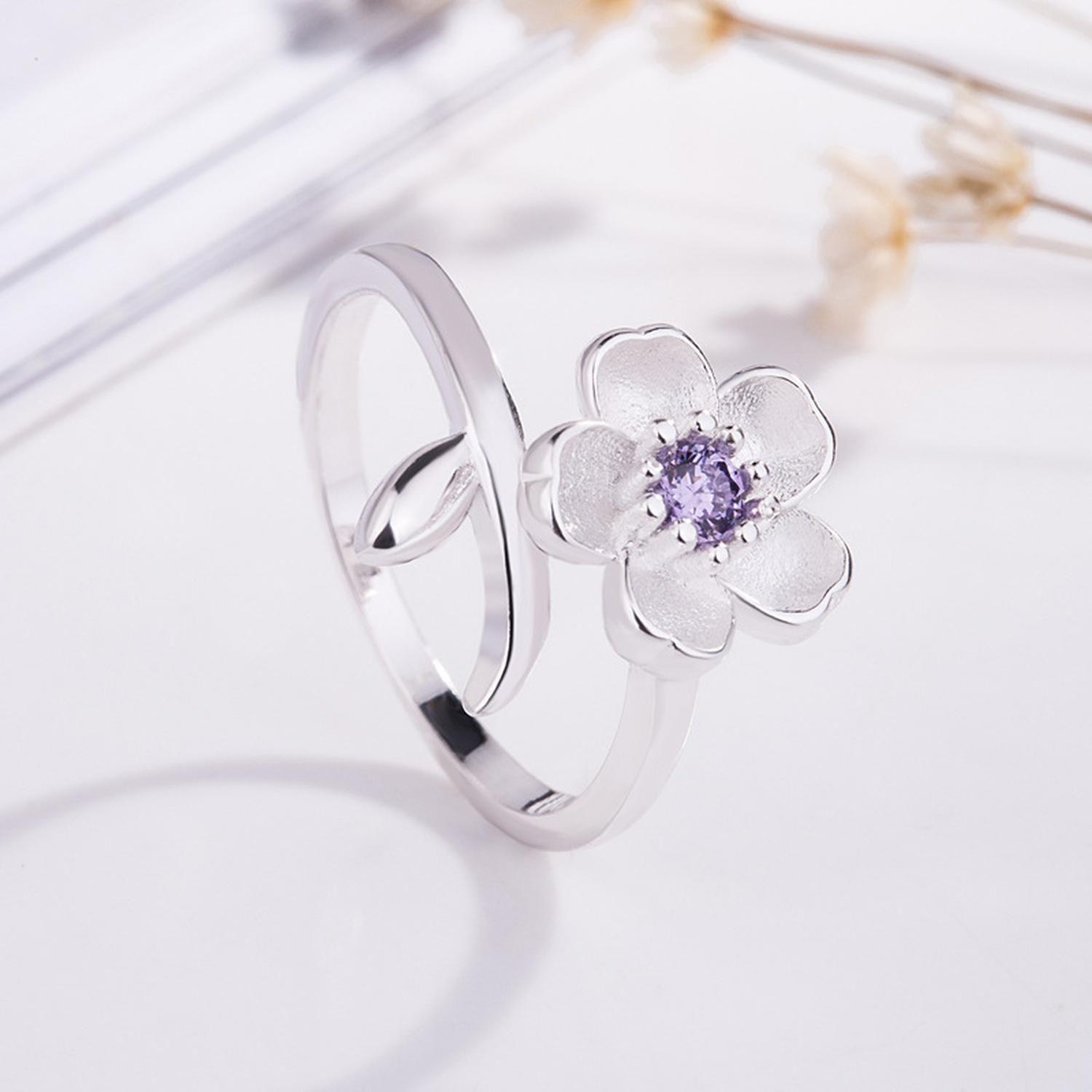 Anillo Plata 925 Flor Cerezo Ciruelo Blossom Mujer Regalo-2