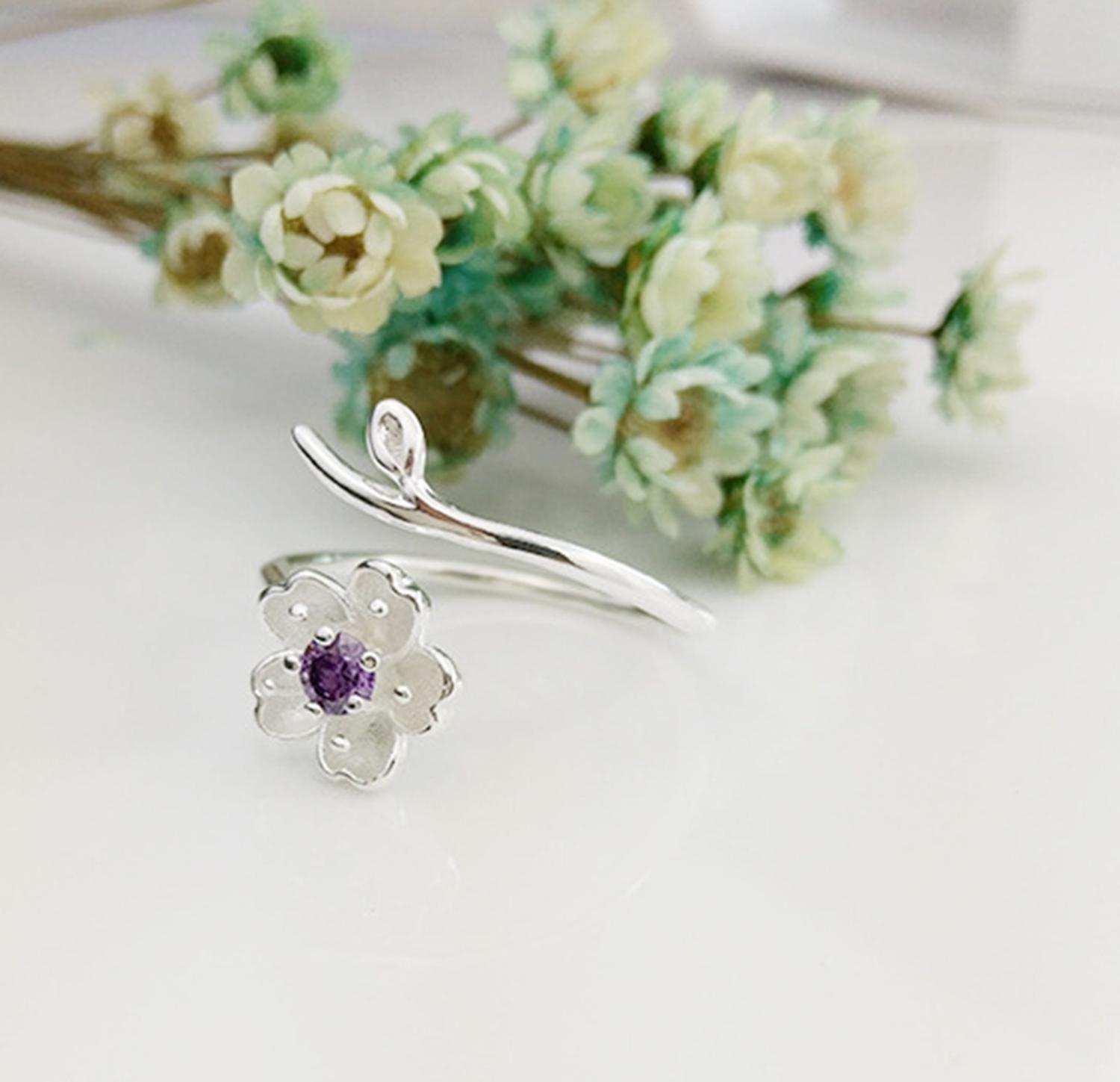Anillo Plata 925 Flor Cerezo Ciruelo Blossom Mujer Regalo-3