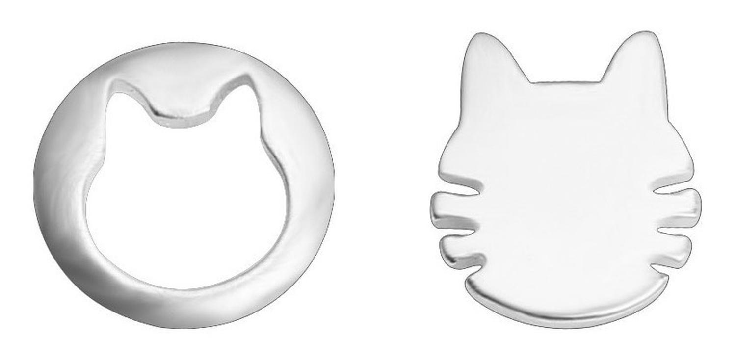 Pendientes Aritos Aros Plata 925 Cabeza De Gato Antialergico-0