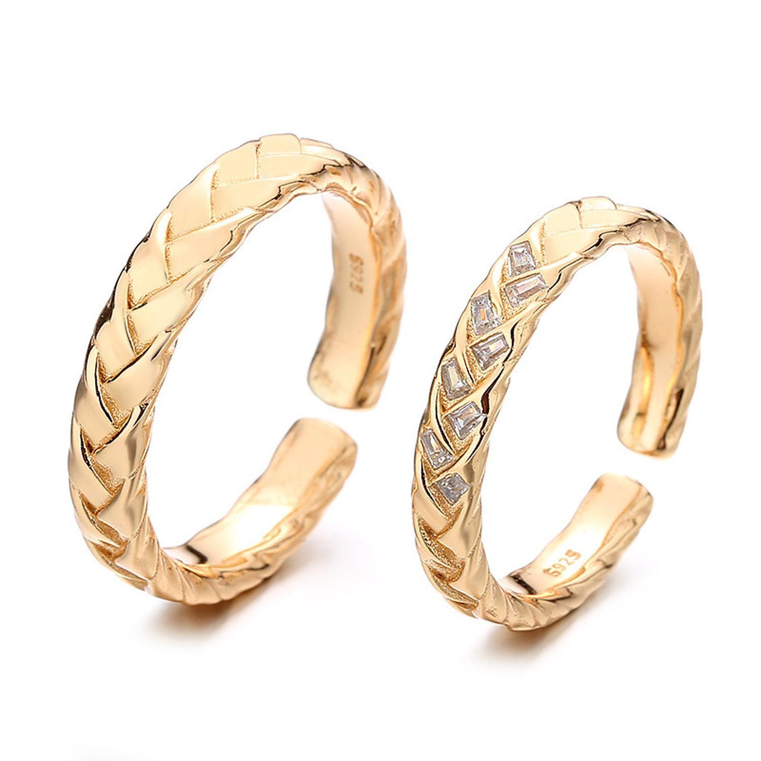 Anillo Plata 925 Dorado En Oro 18k Compromiso Parejas Par-0