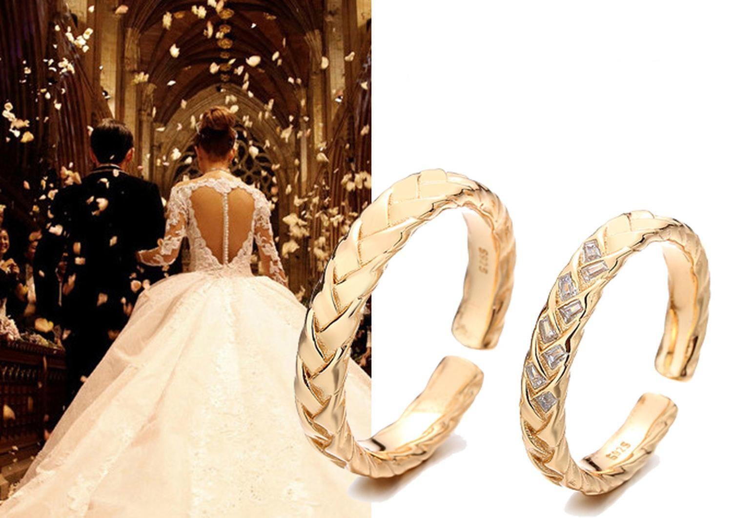 Anillo Plata 925 Dorado En Oro 18k Compromiso Parejas Par-1