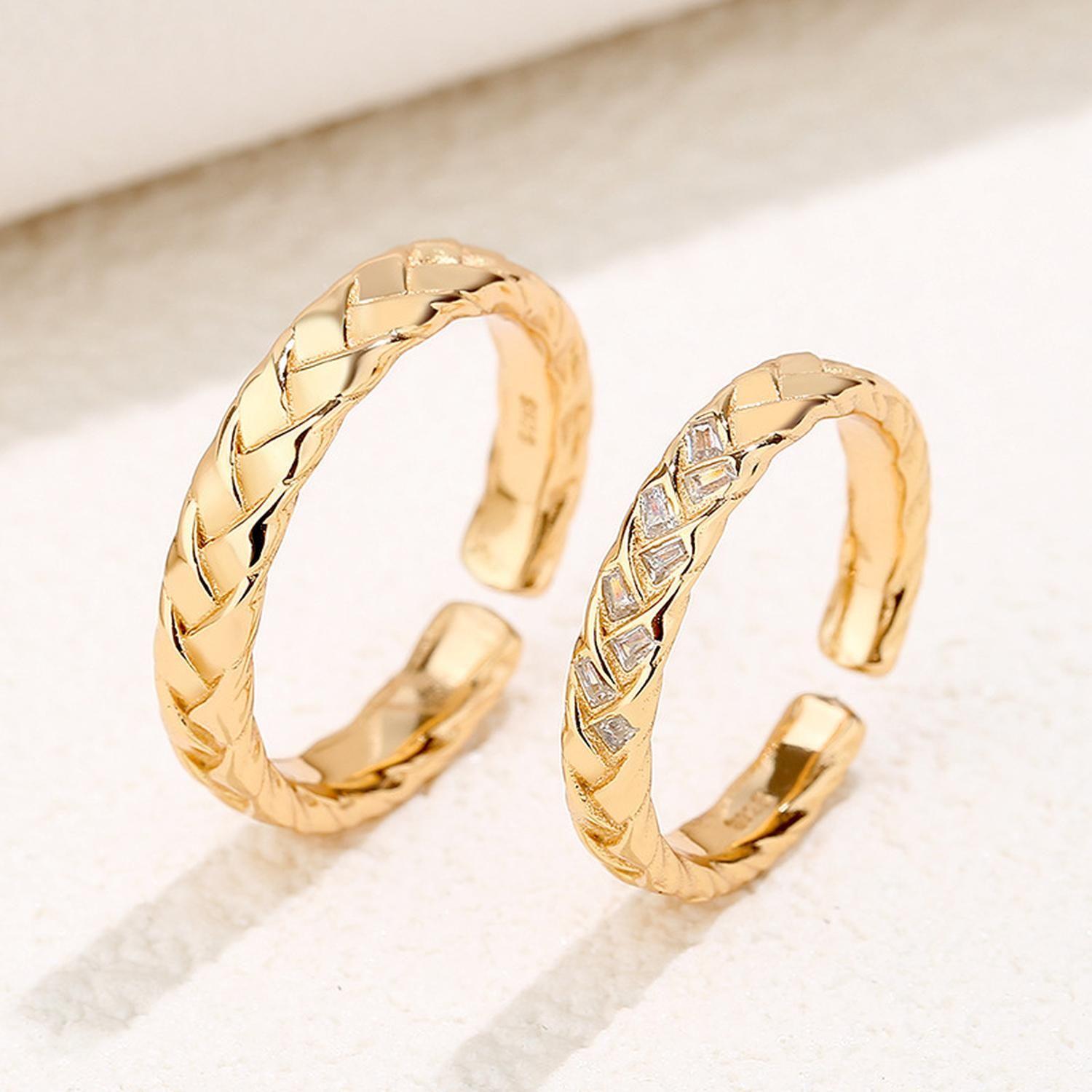 Anillo Plata 925 Dorado En Oro 18k Compromiso Parejas Par-3