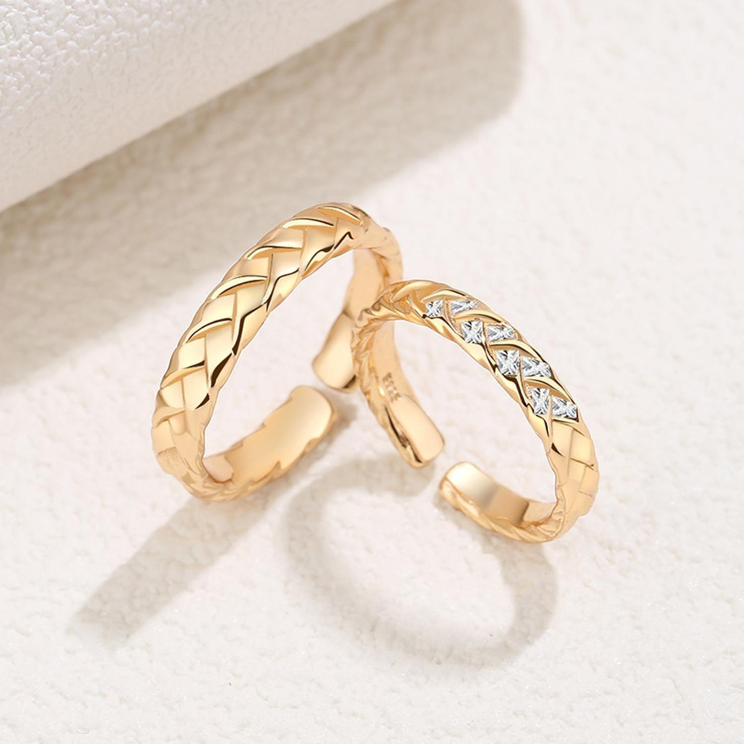 Anillo Plata 925 Dorado En Oro 18k Compromiso Parejas Par-4