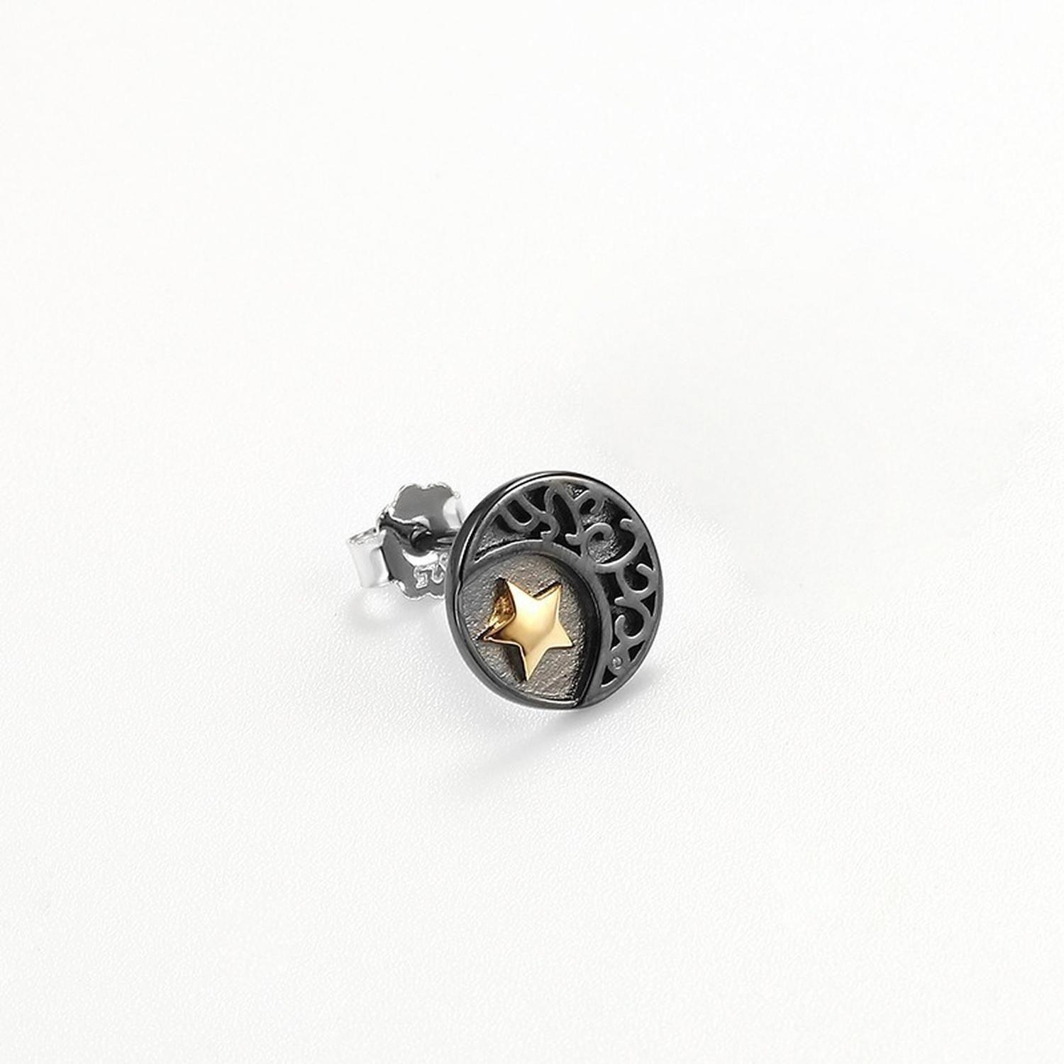 Aros Plata Fina 925 Sol Luna Estrellas Antialergicos Unisex-3