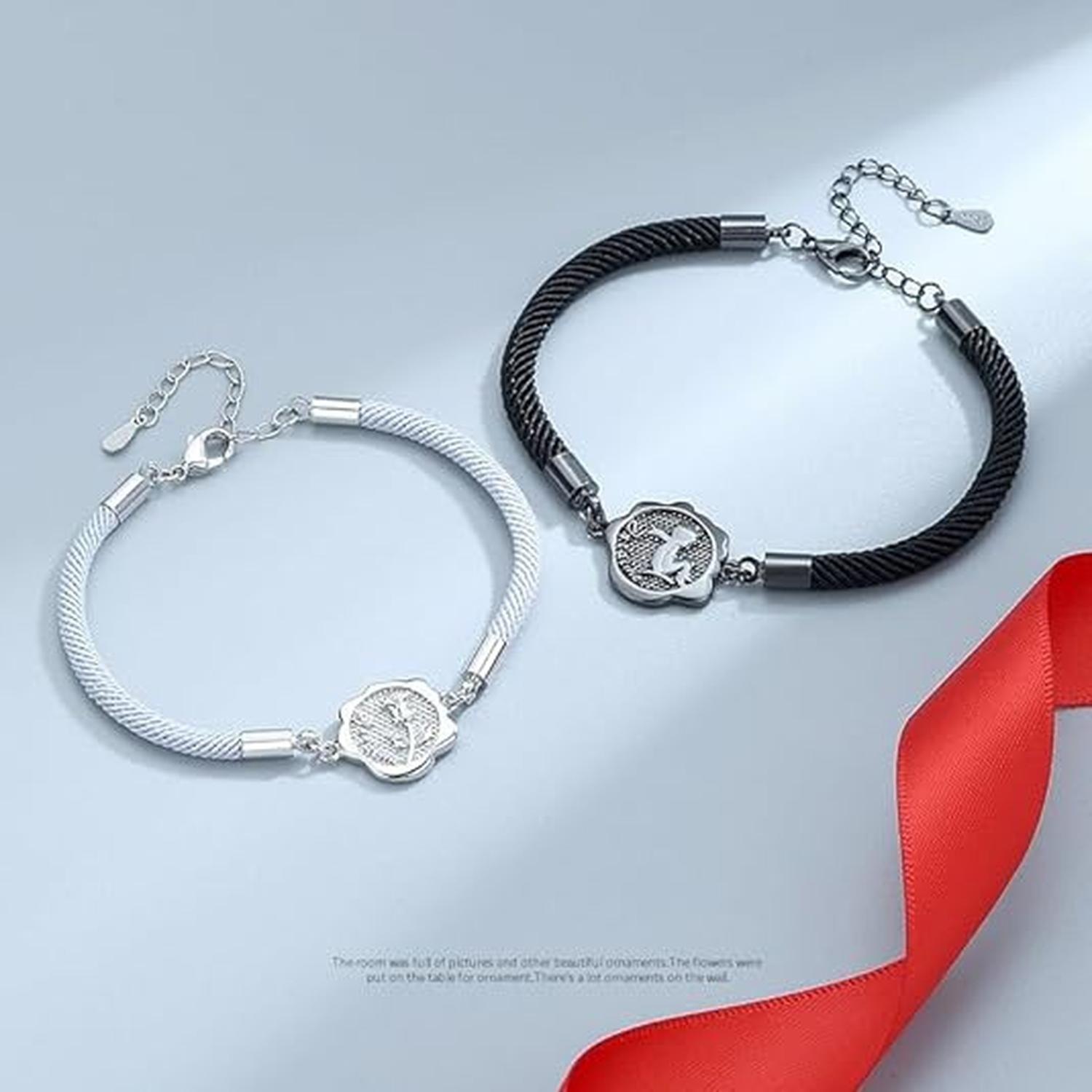 Pulseras Parejas Plata Fina 925 Principito y Rosa Te Amo-2