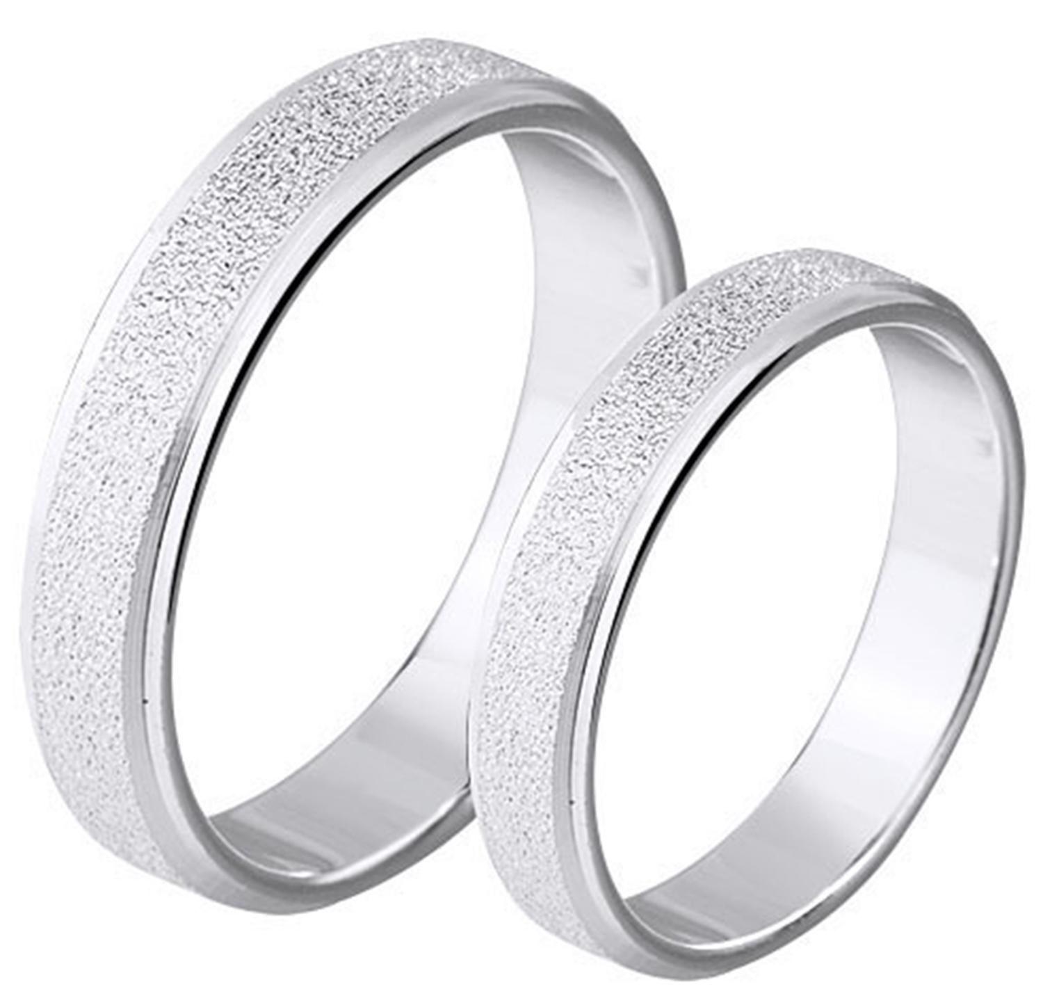 Anillo 925 Parejas Par Esmerilado Compromiso Regalo Joyas-0