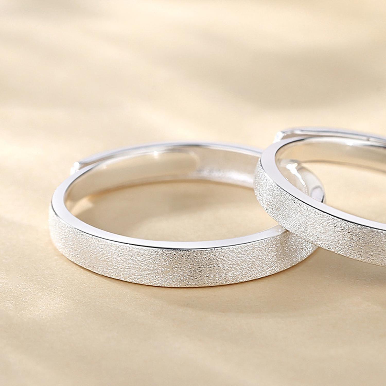Anillo 925 Parejas Par Esmerilado Compromiso Regalo Joyas-2