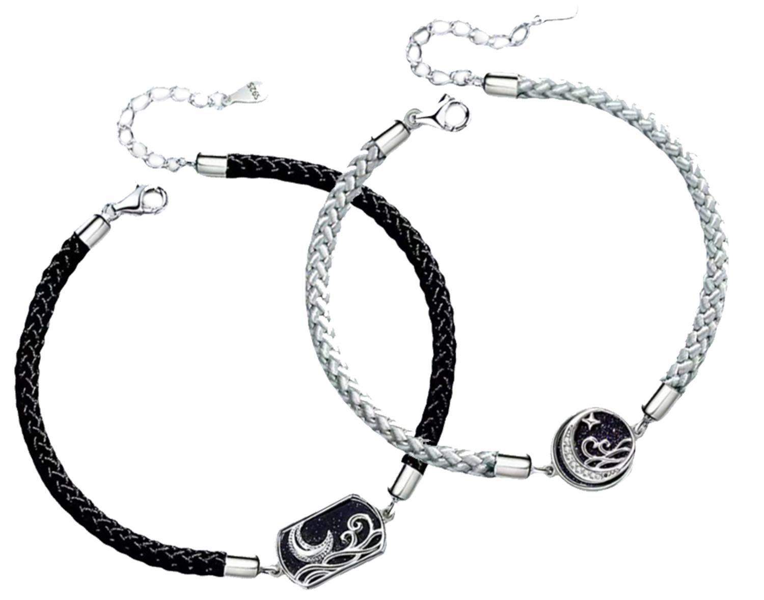Pulseras Parejas Estrella y Mar Plata 925 Regalos Unisex-0