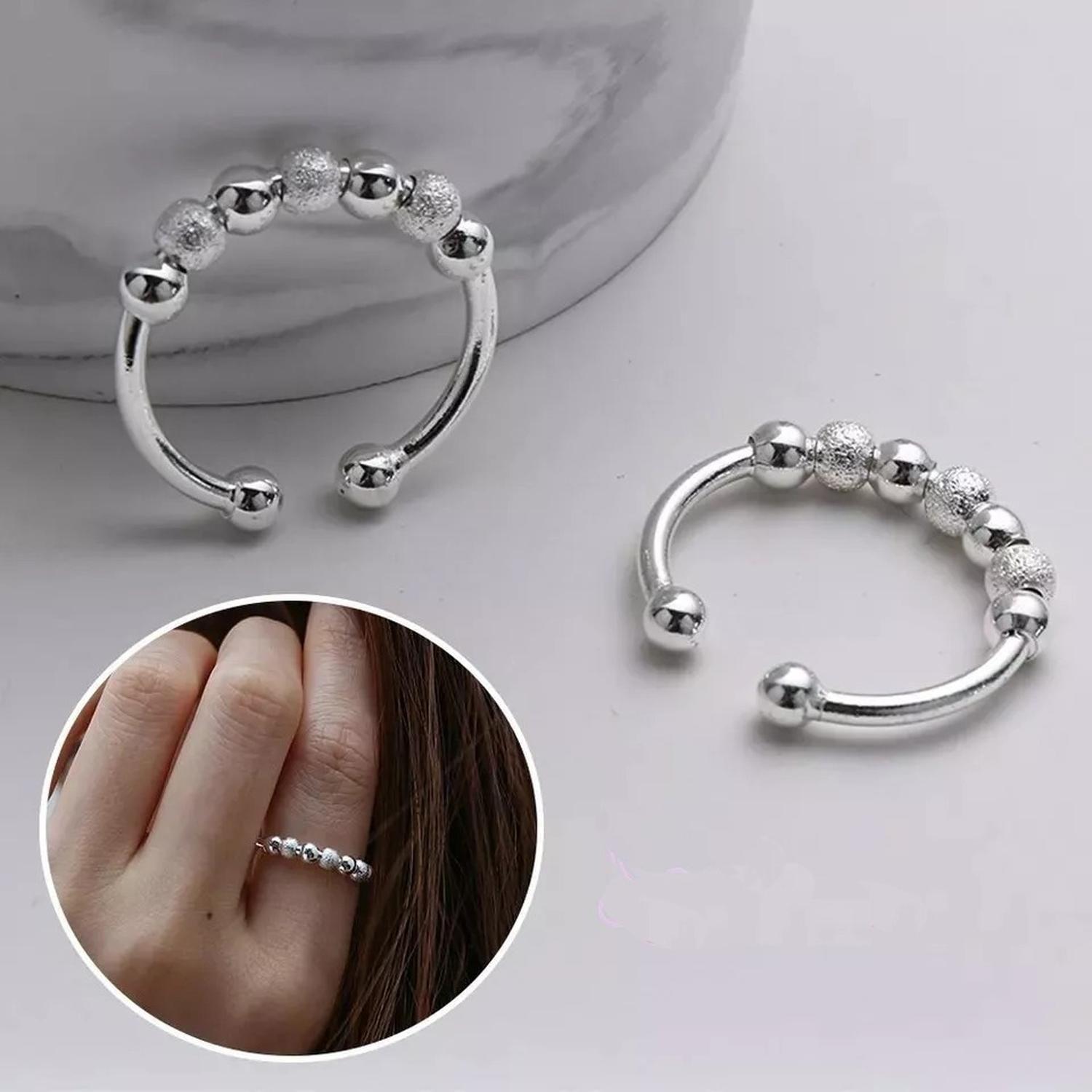 Anillo Plata 925 Antiestres Giratorio Ansiedad Smile Cuentas-2