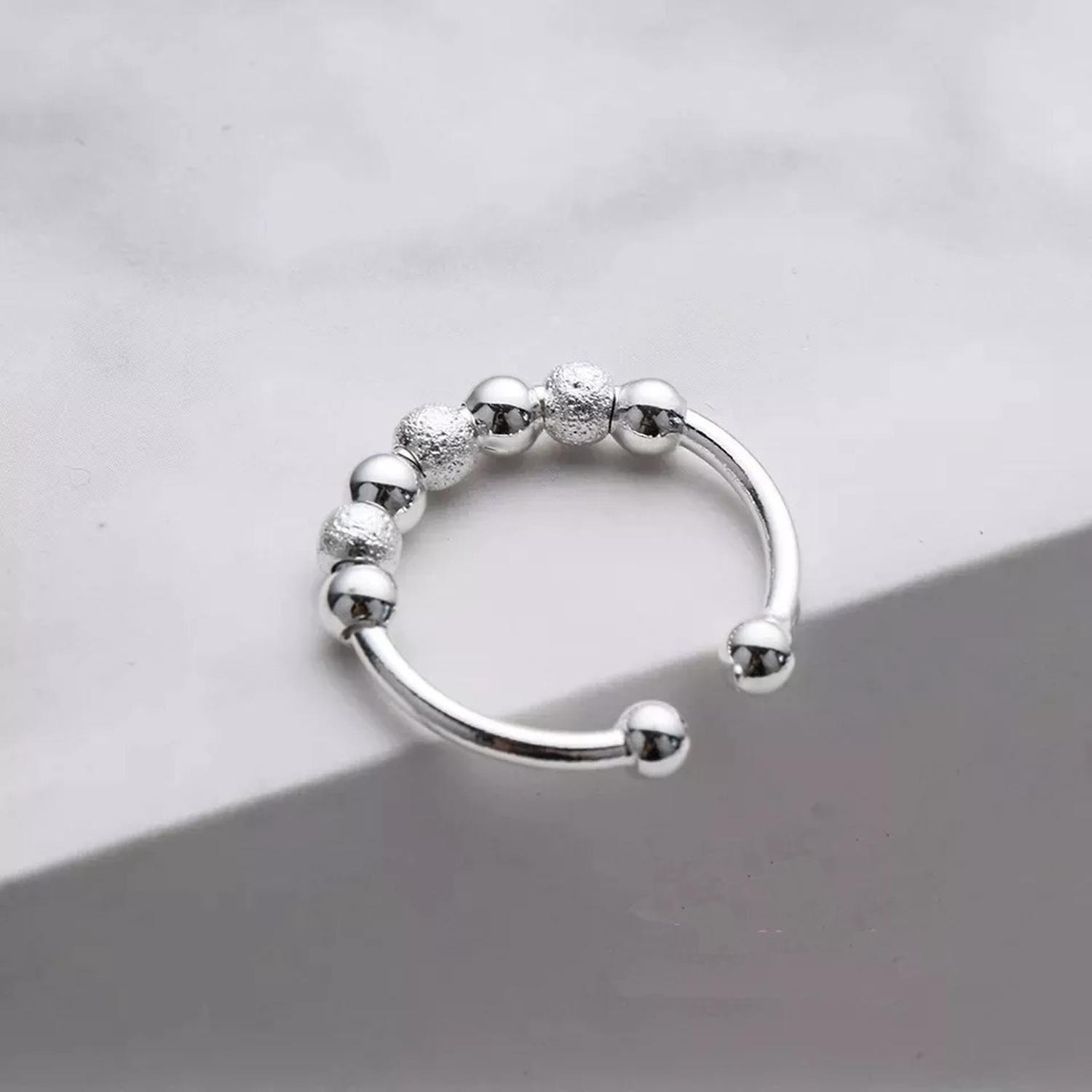 Anillo Plata 925 Antiestres Giratorio Ansiedad Smile Cuentas-7