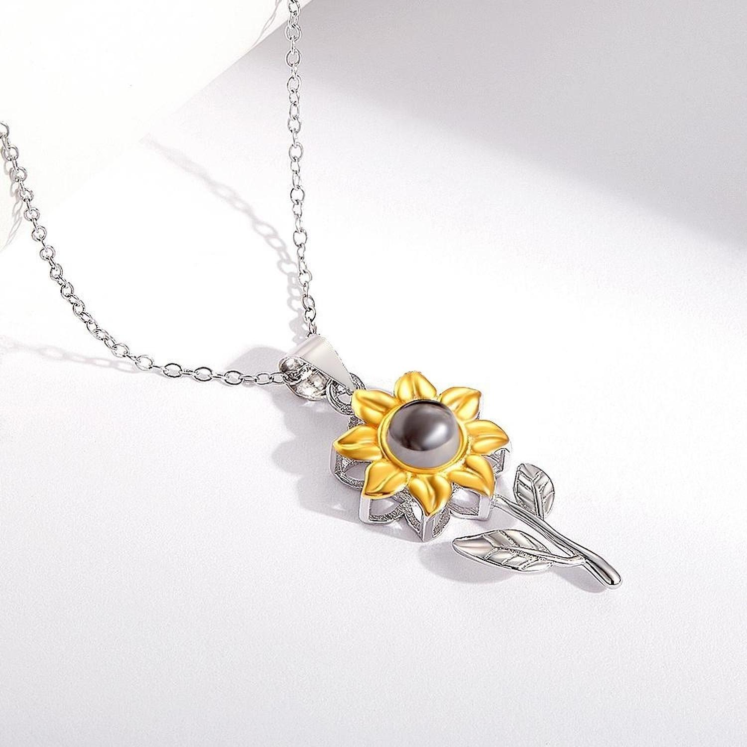 Collar Plata Fina 925 Flor Girasol Te Amo 100 Idiomas Joyas-4