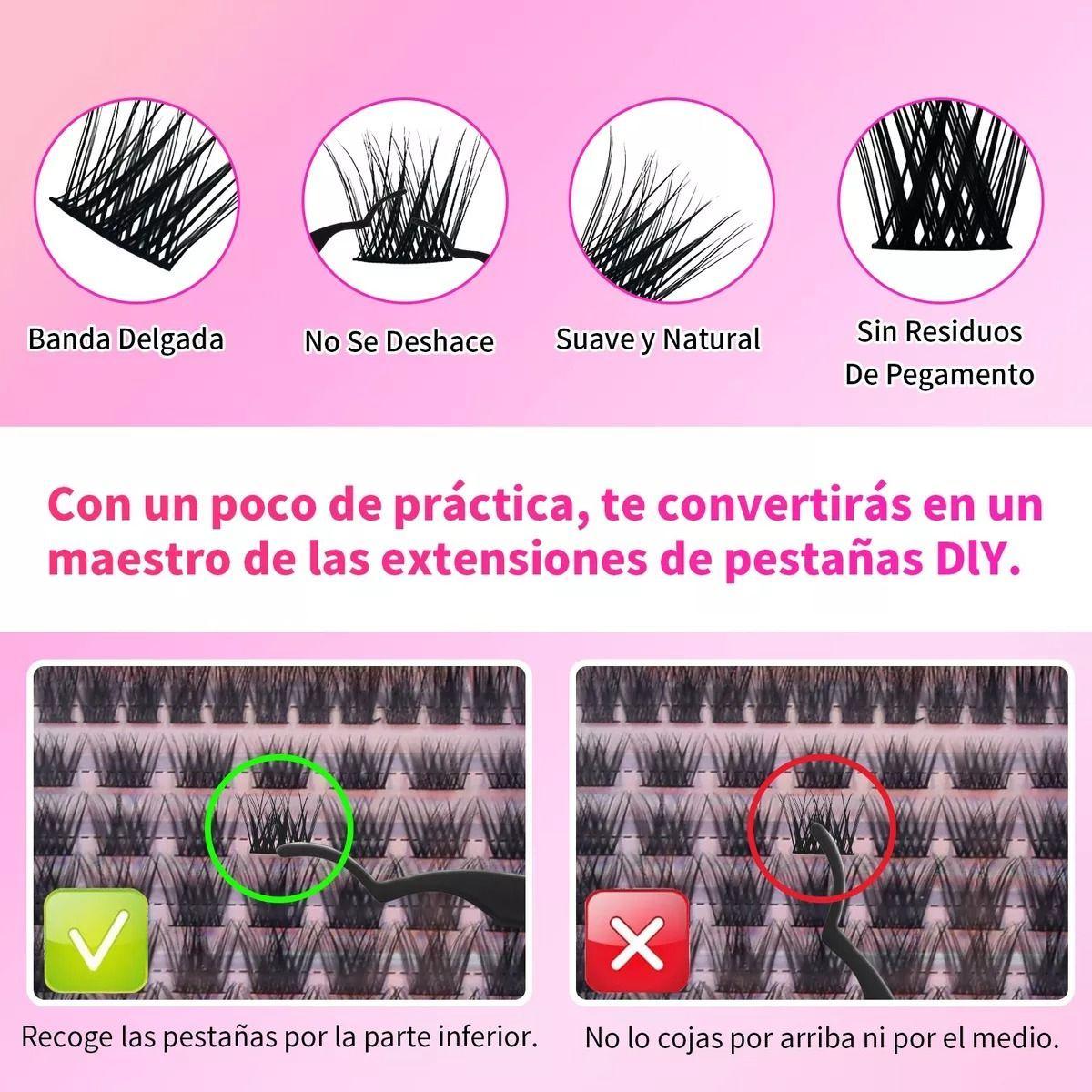 240 Racimo Kit Pestañas Extensiones Reutilizables Postizas-7