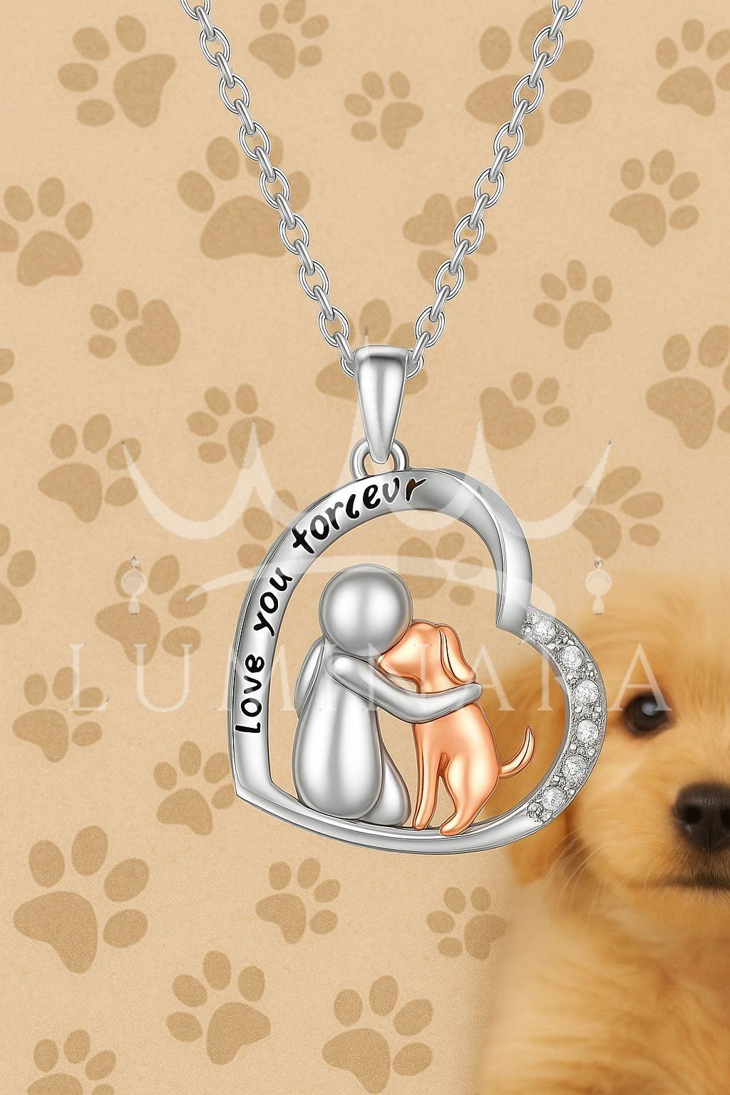 Collar Plata Fina 925 Chica Perro Amigos Te Amo Por Siempre-2