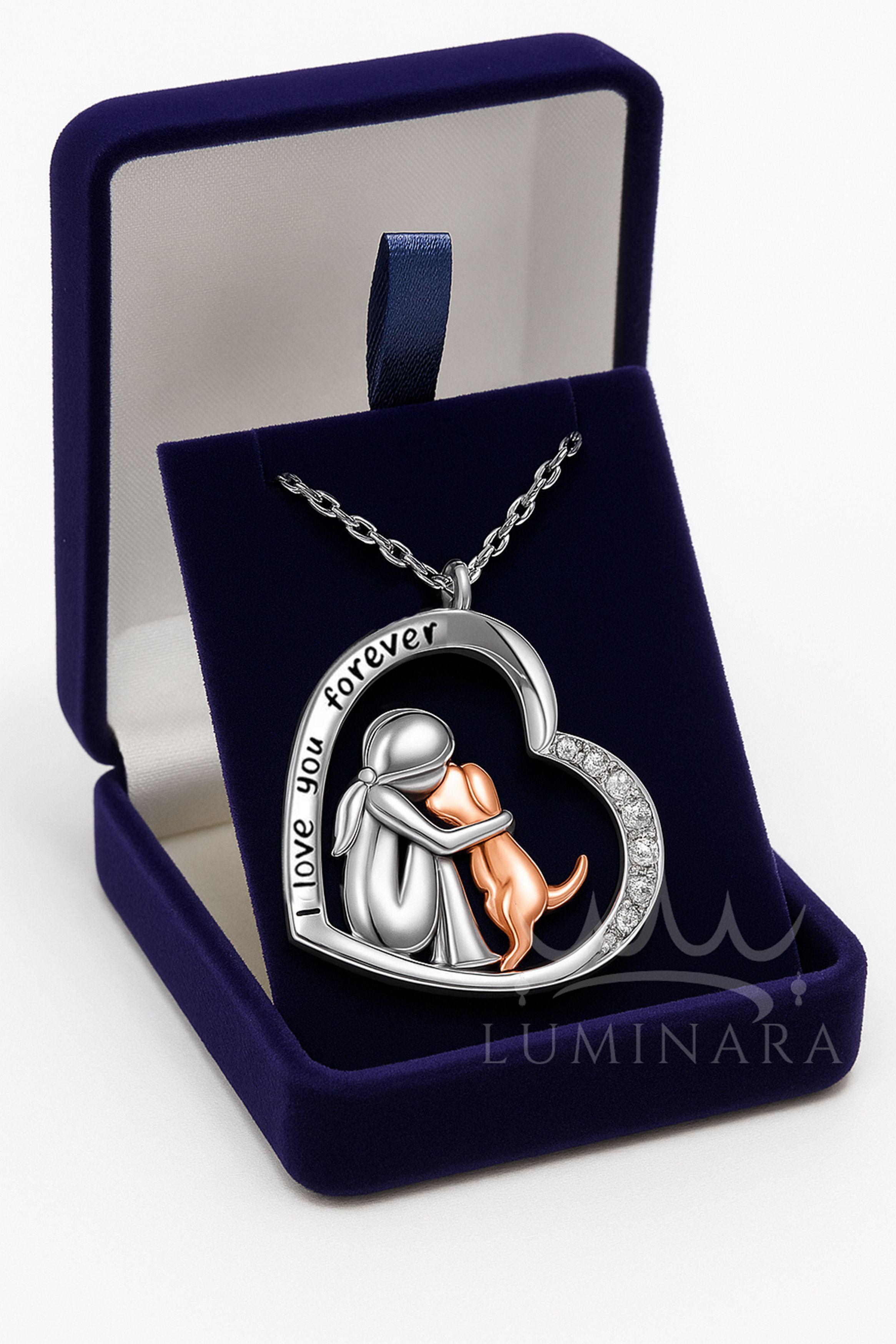 Collar Plata Fina 925 Chica Perro Amigos Te Amo Por Siempre-3