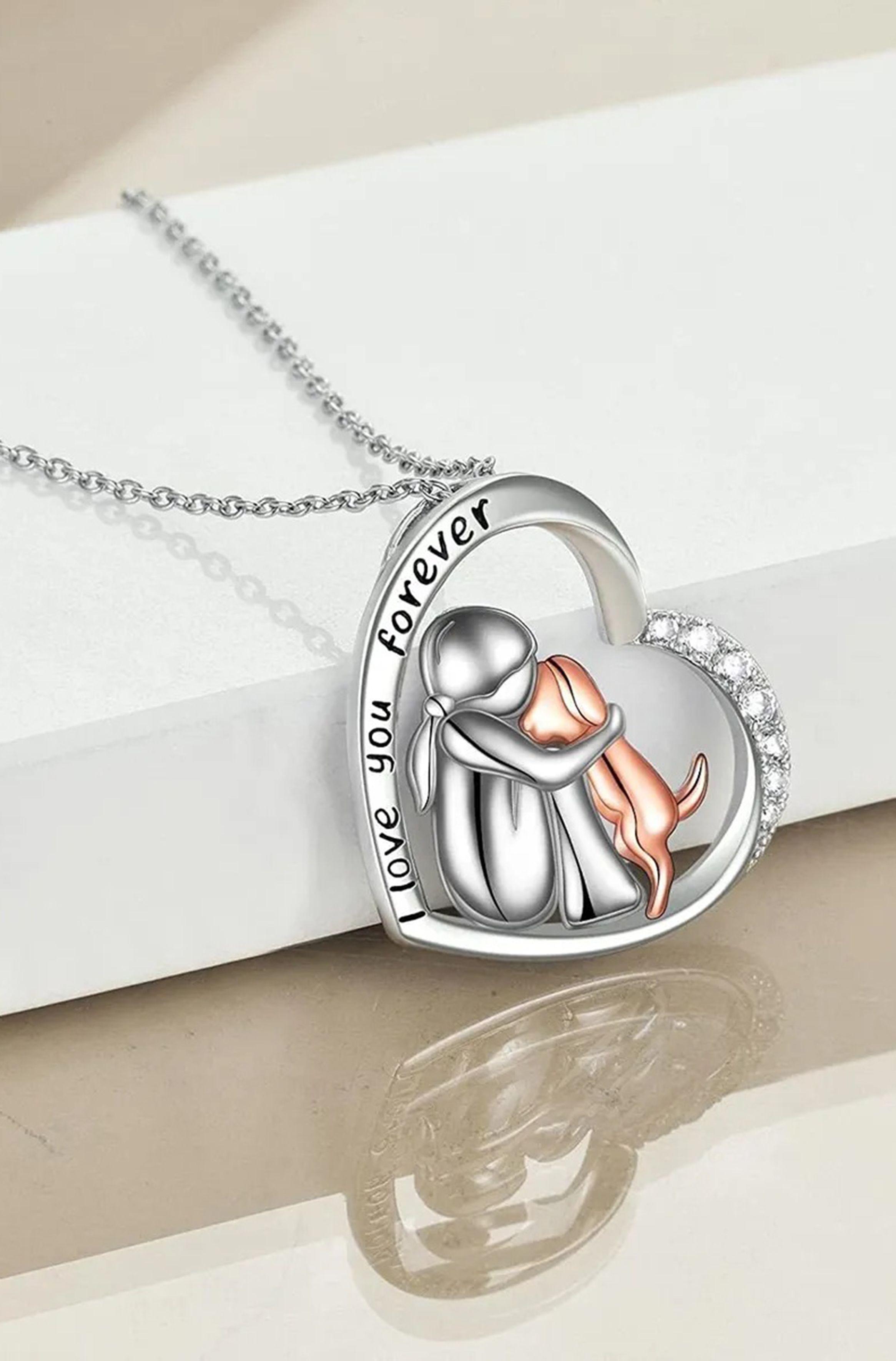 Collar Plata Fina 925 Chica Perro Amigos Te Amo Por Siempre-4