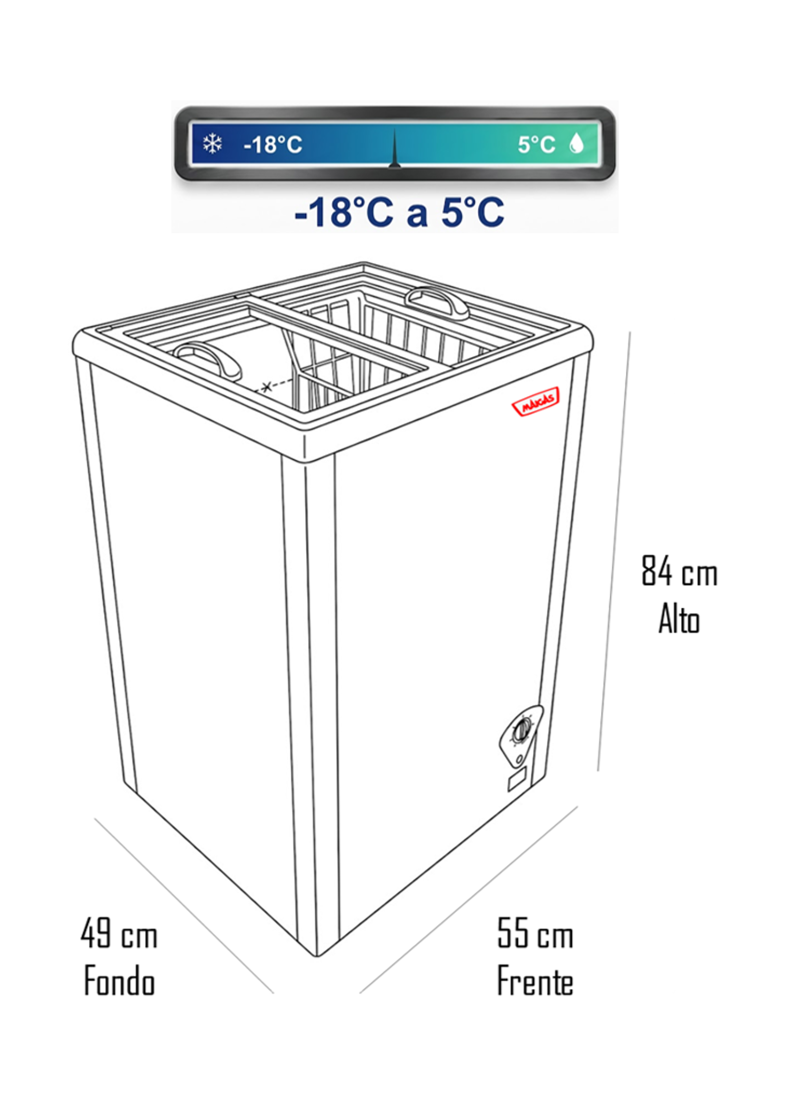 Congeladora 100 Lts tapa de vidrio Dual Maigas-2