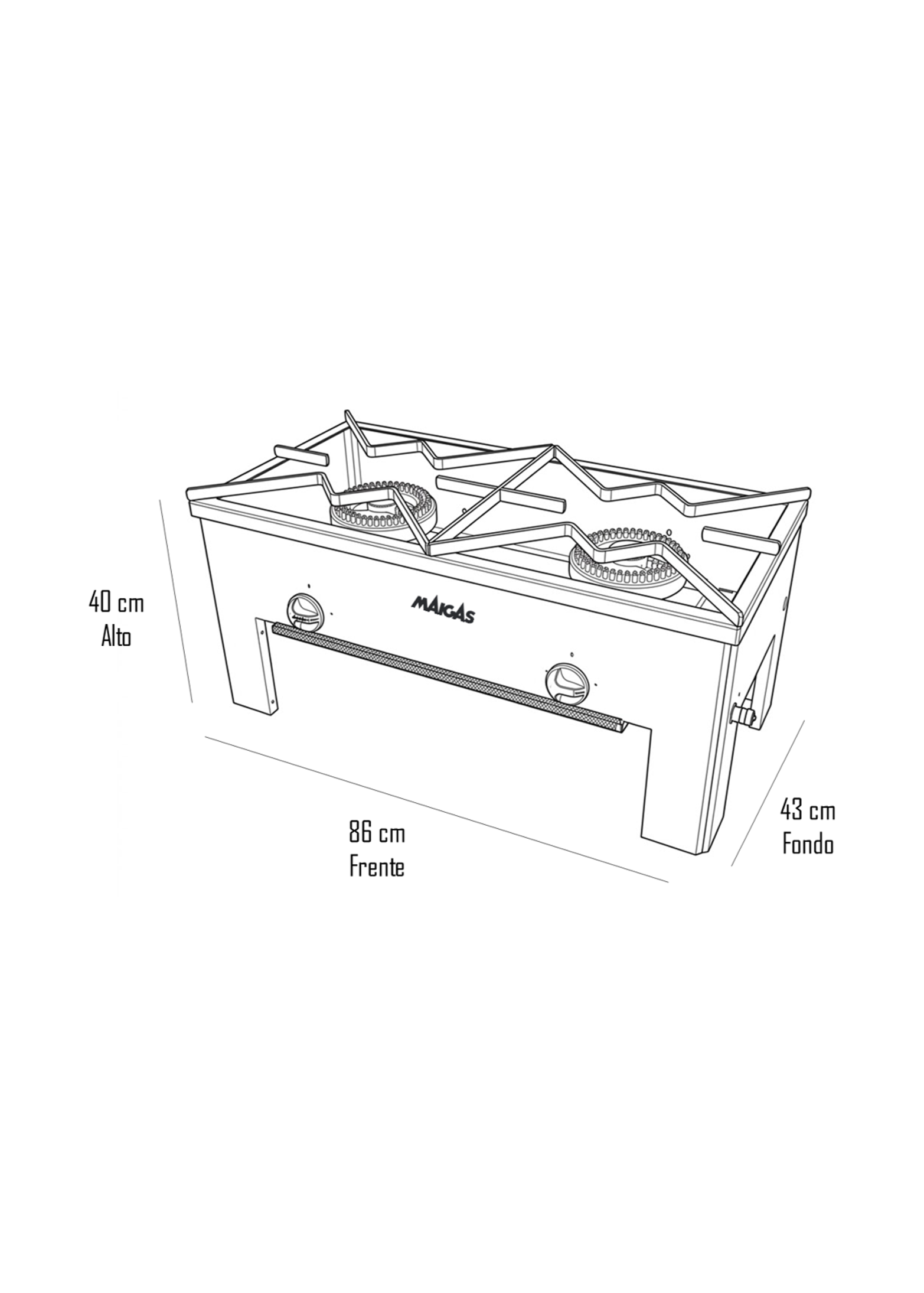 Anafe Bajo 2Q 18cm Acero Laminado GLP Maigas-6
