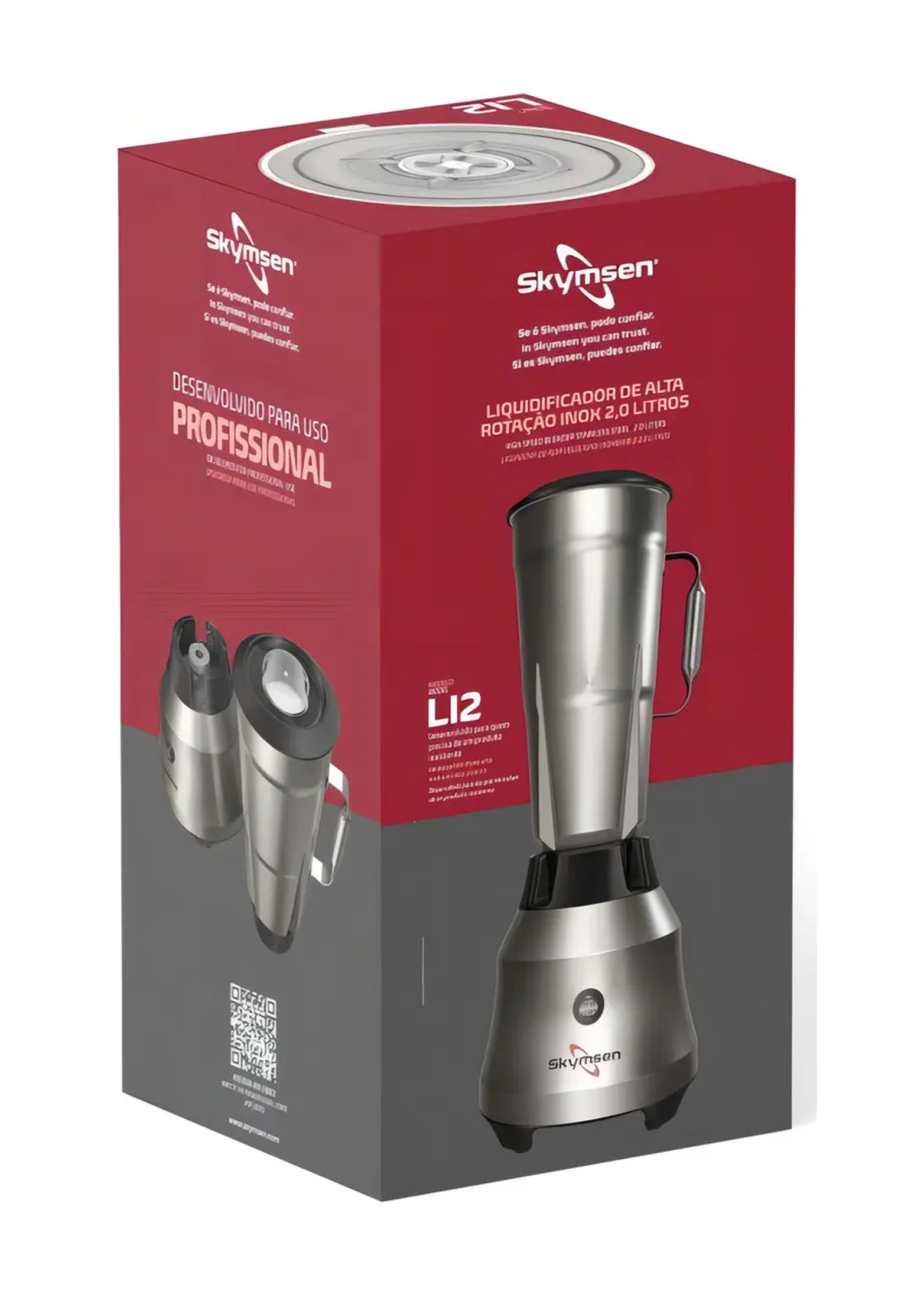 Licuadora Industrial 2 Lts Vaso Acero Inoxidable Skymsen-4