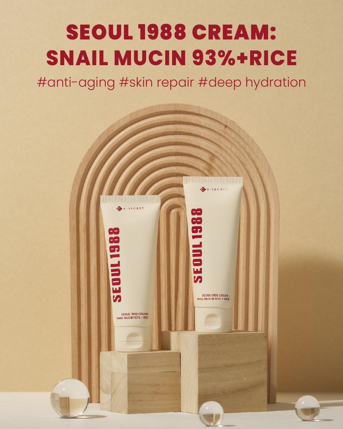 Seoul 1988 Cream Snail Mucin 93 Rice K Secret 100ml Crema regeneradora e iluminadora-2
