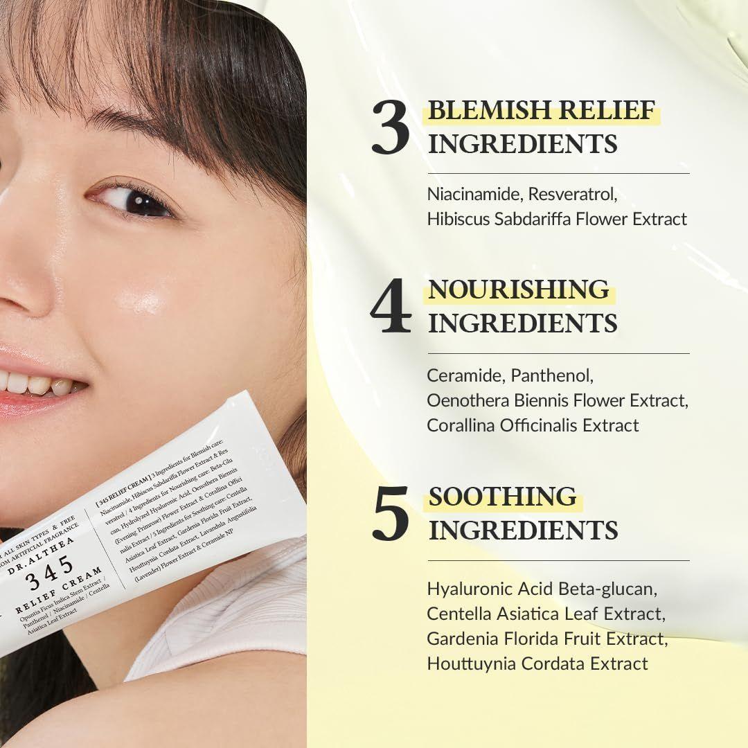 345 Relief Cream (Dr. Althea) - 50ml Crema calmante con centella asiática y Houttuynia Cordata-1