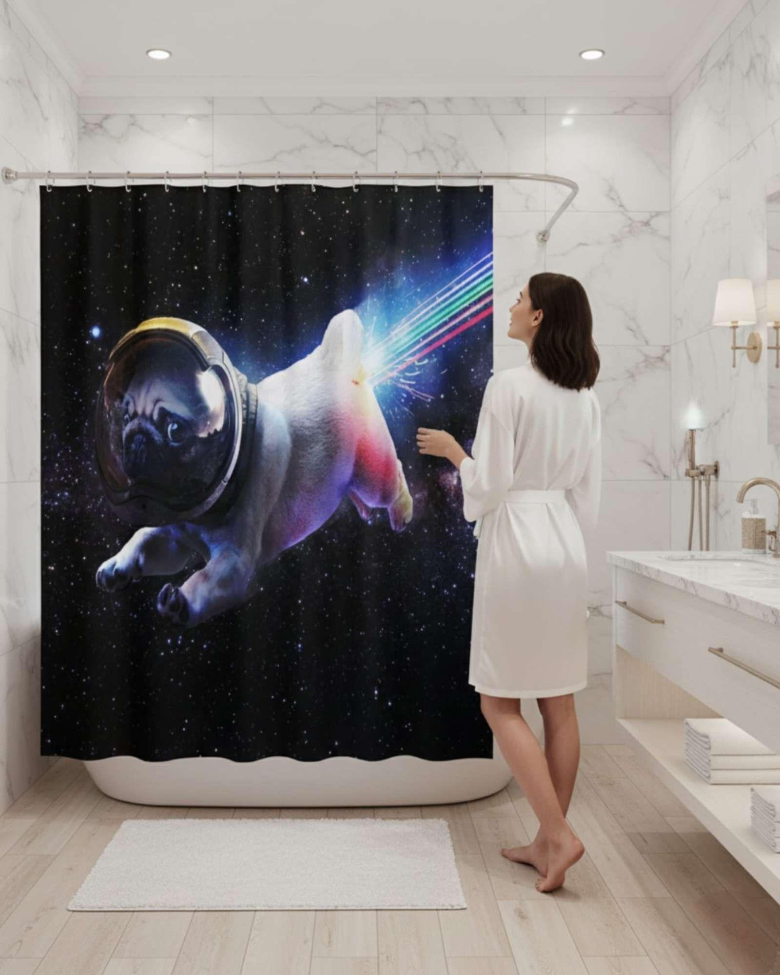 Cortina de Baño Tela Género + Forro Impermeable c14-2