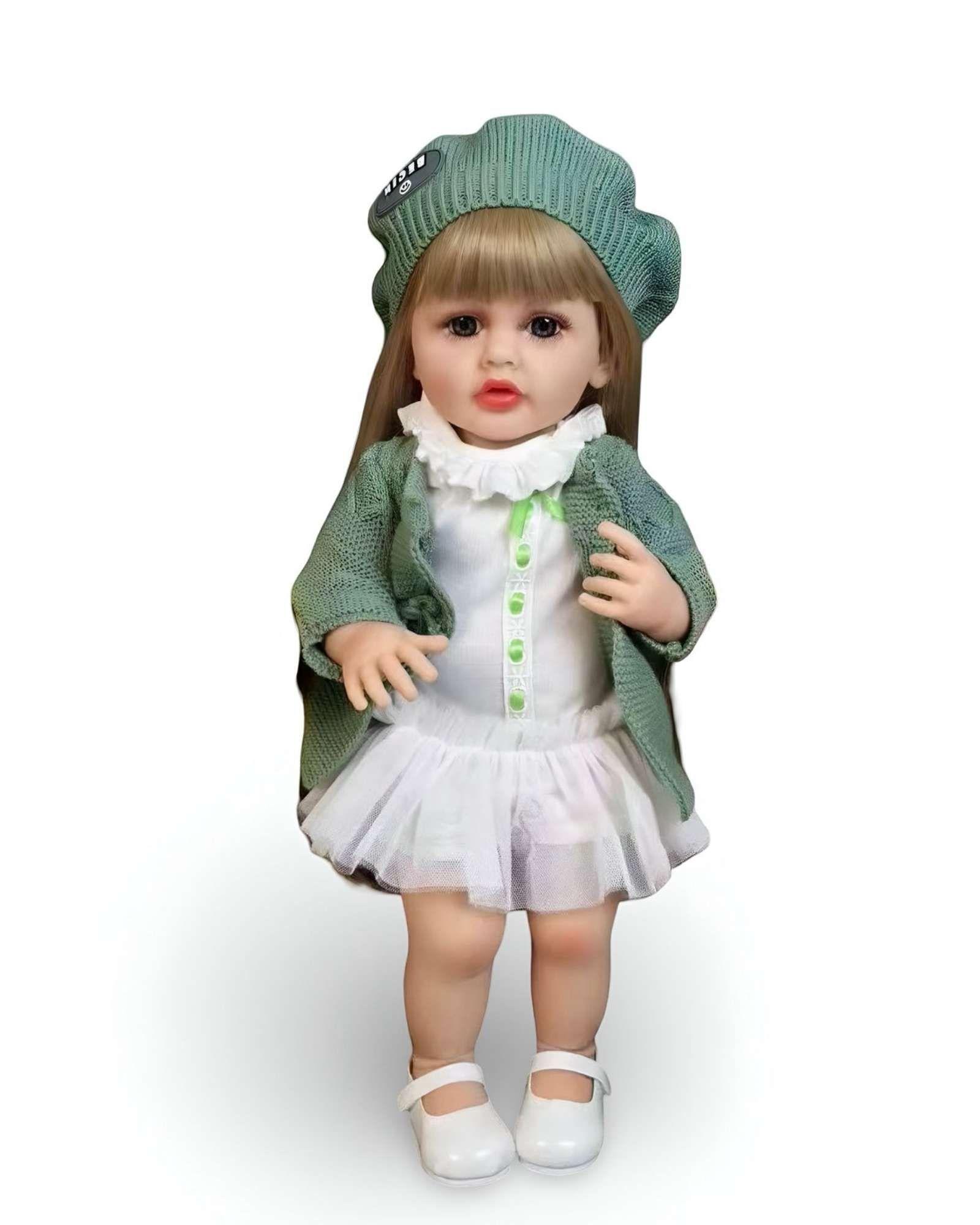 MUÑECA BEBÉ REALISTA DE 55 CM 100% SILICON CON VESTIDO W11-3