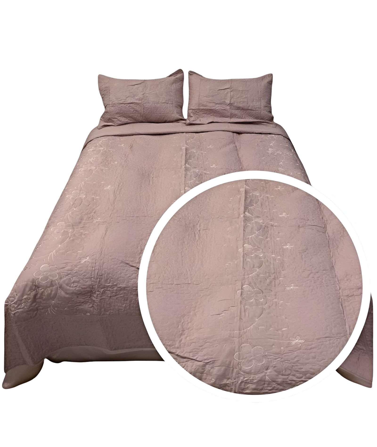 CUBRECAMA COLCHA QUILT DE VERANO PLAZA Y MEDIA BORDADO A8-1