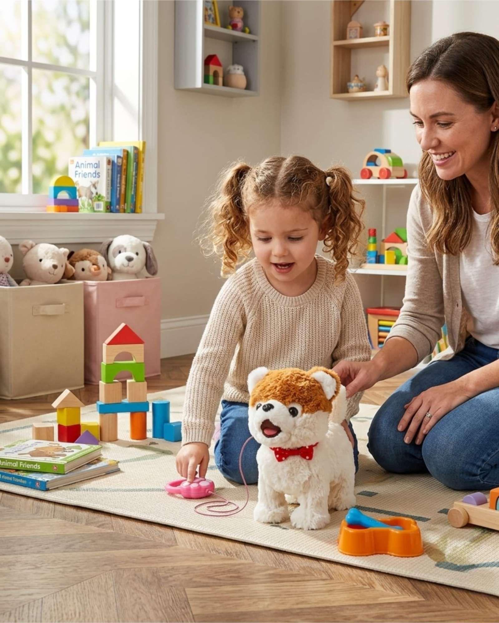 Perrito color cafe Interactivo con Correa y Accesorios  para Jugar y Cuidar-4