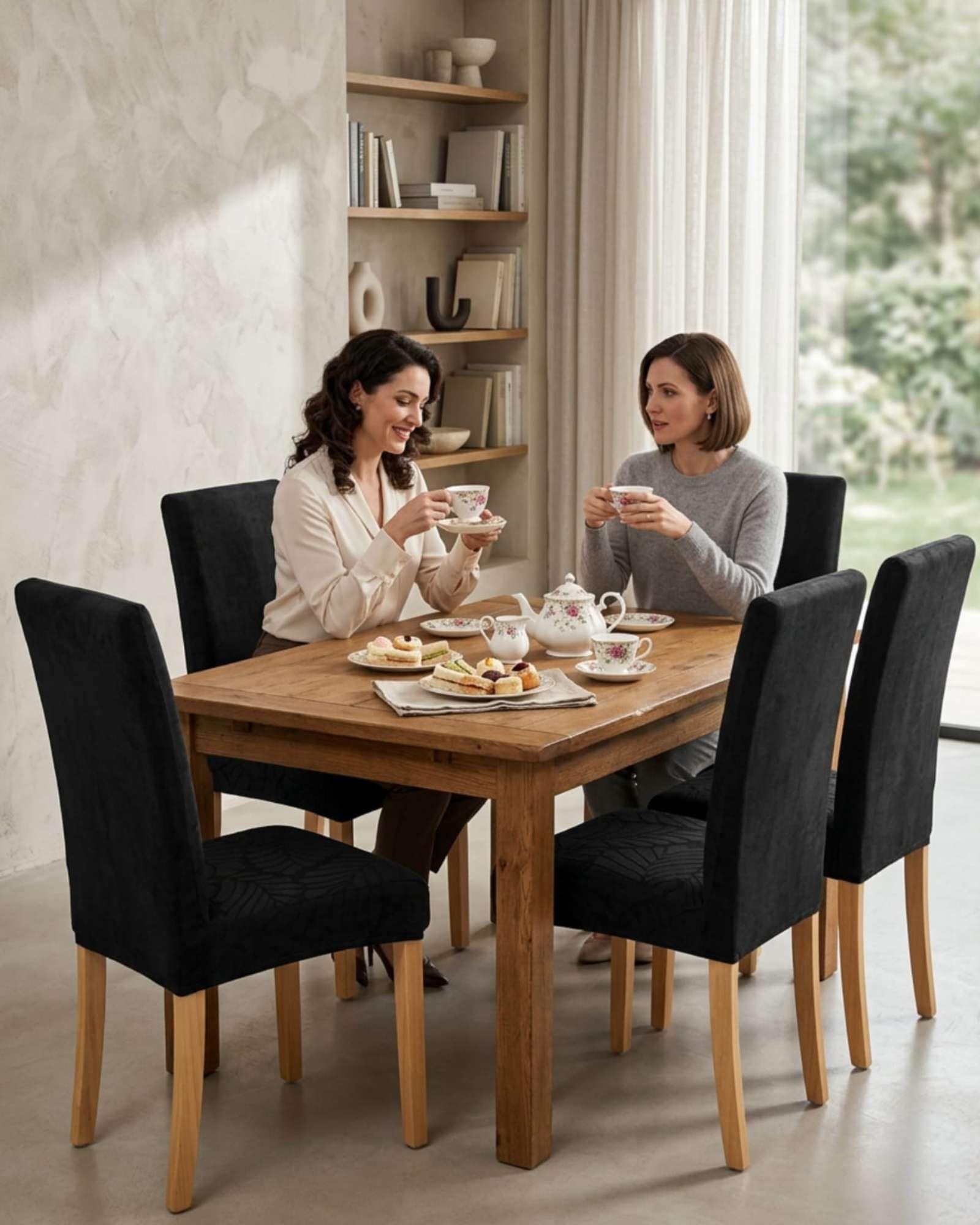 PACK DE 6 FUNDAS DE SILLAS DISEÑO TEXTURIZADO DE HOJAS M3-2