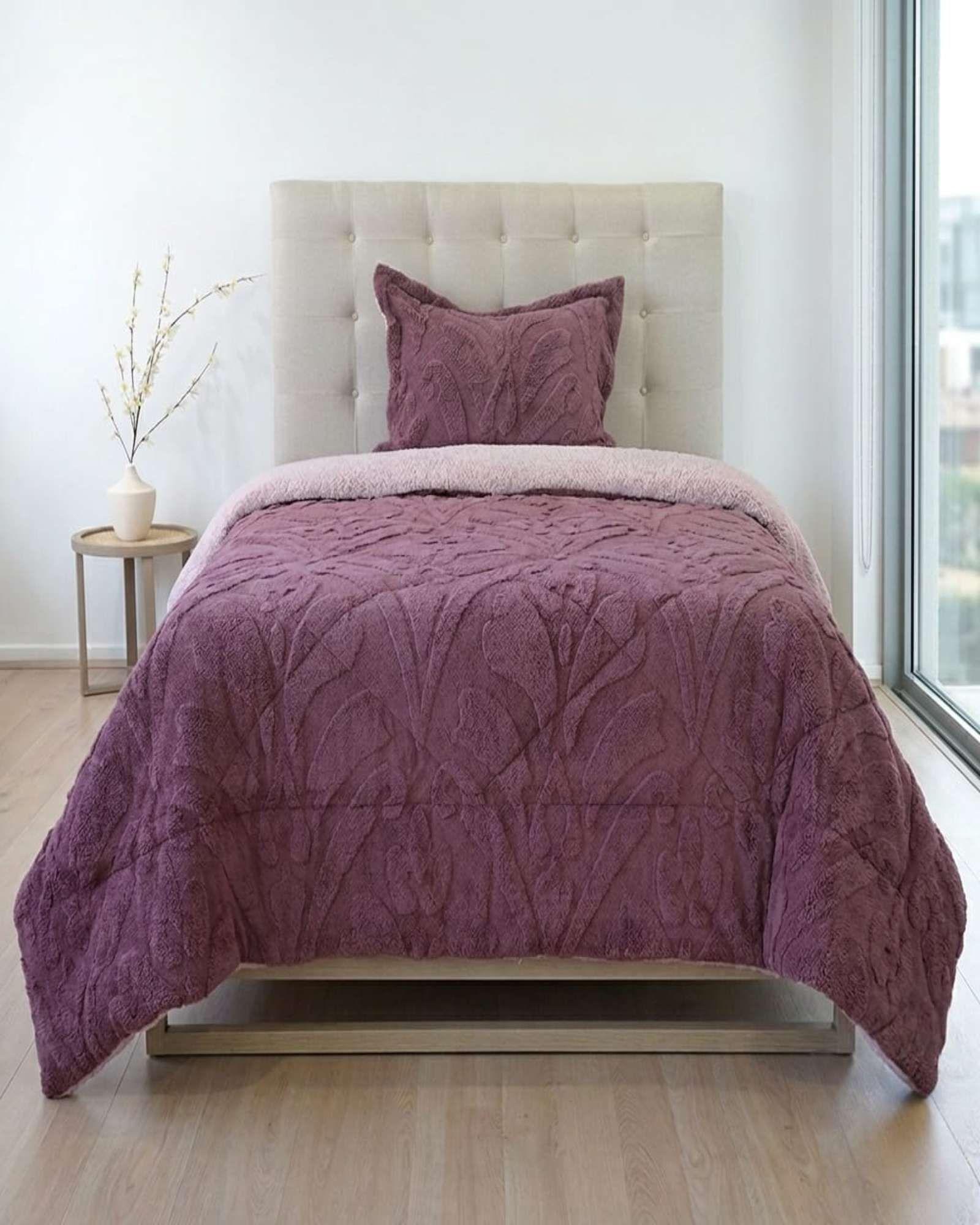 Cubrecama Plaza y Media Sherpa Jacquard Deluxe 4-2