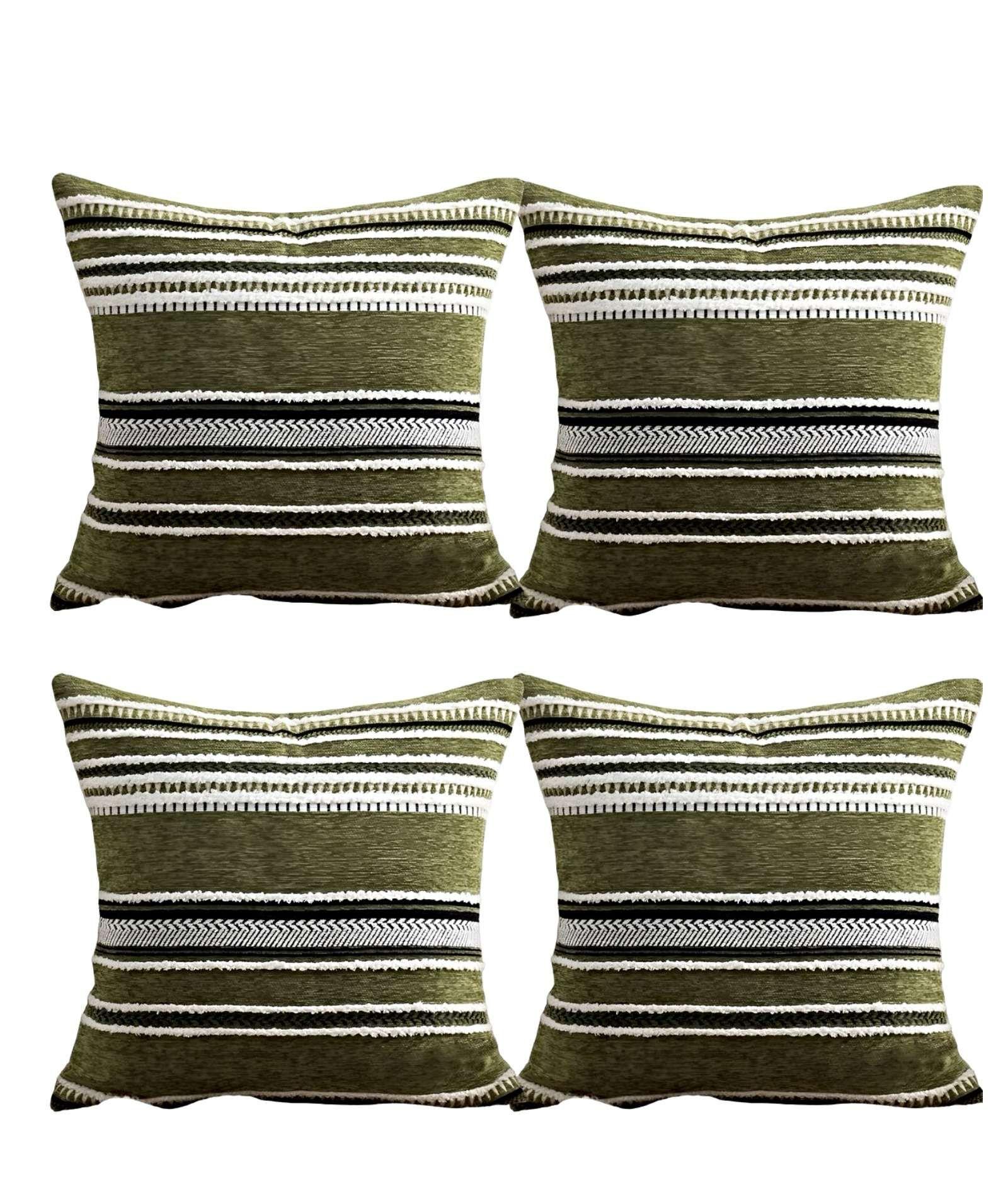 JUEGO DE 4 FUNDAS DE COJINES DISEÑO CHENILLE LINEAS MANDALA A1-0