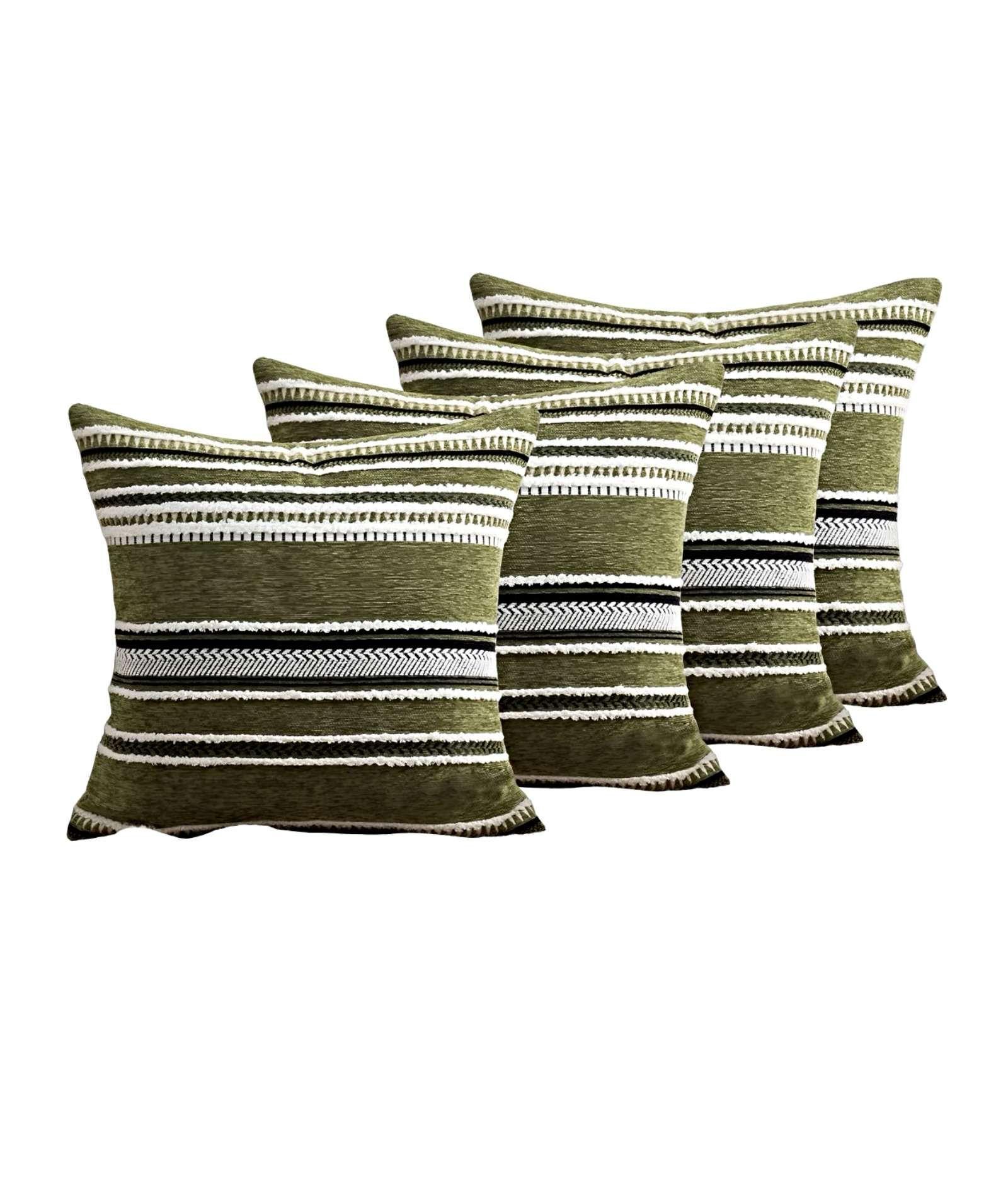 JUEGO DE 4 FUNDAS DE COJINES DISEÑO CHENILLE LINEAS MANDALA A1-1