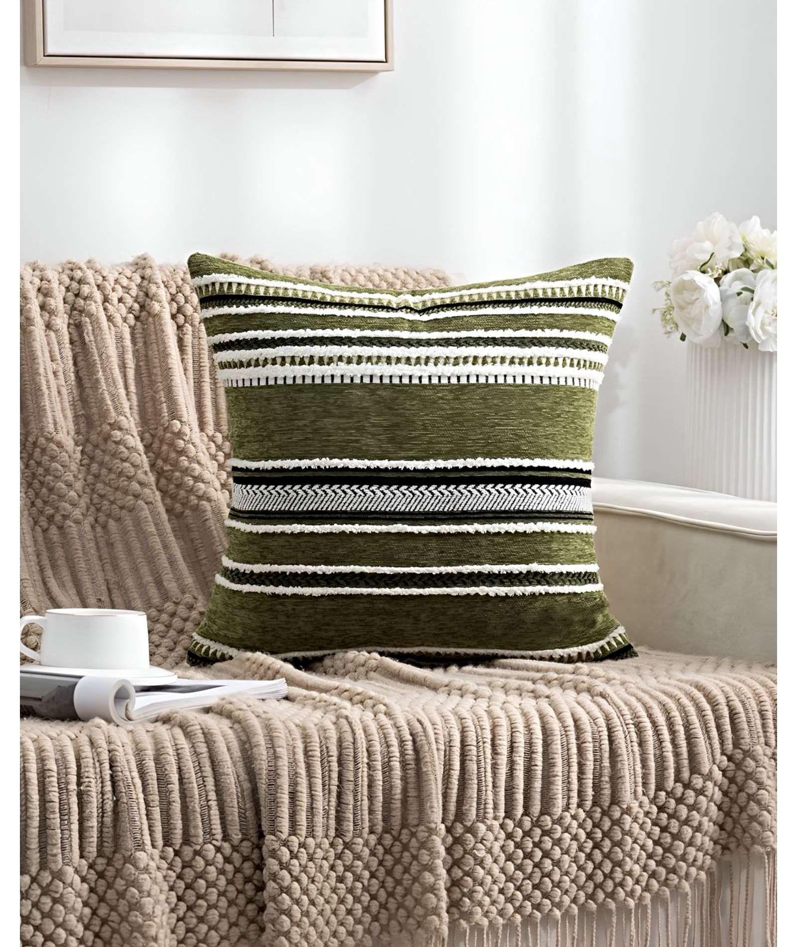 JUEGO DE 4 FUNDAS DE COJINES DISEÑO CHENILLE LINEAS MANDALA A1-2