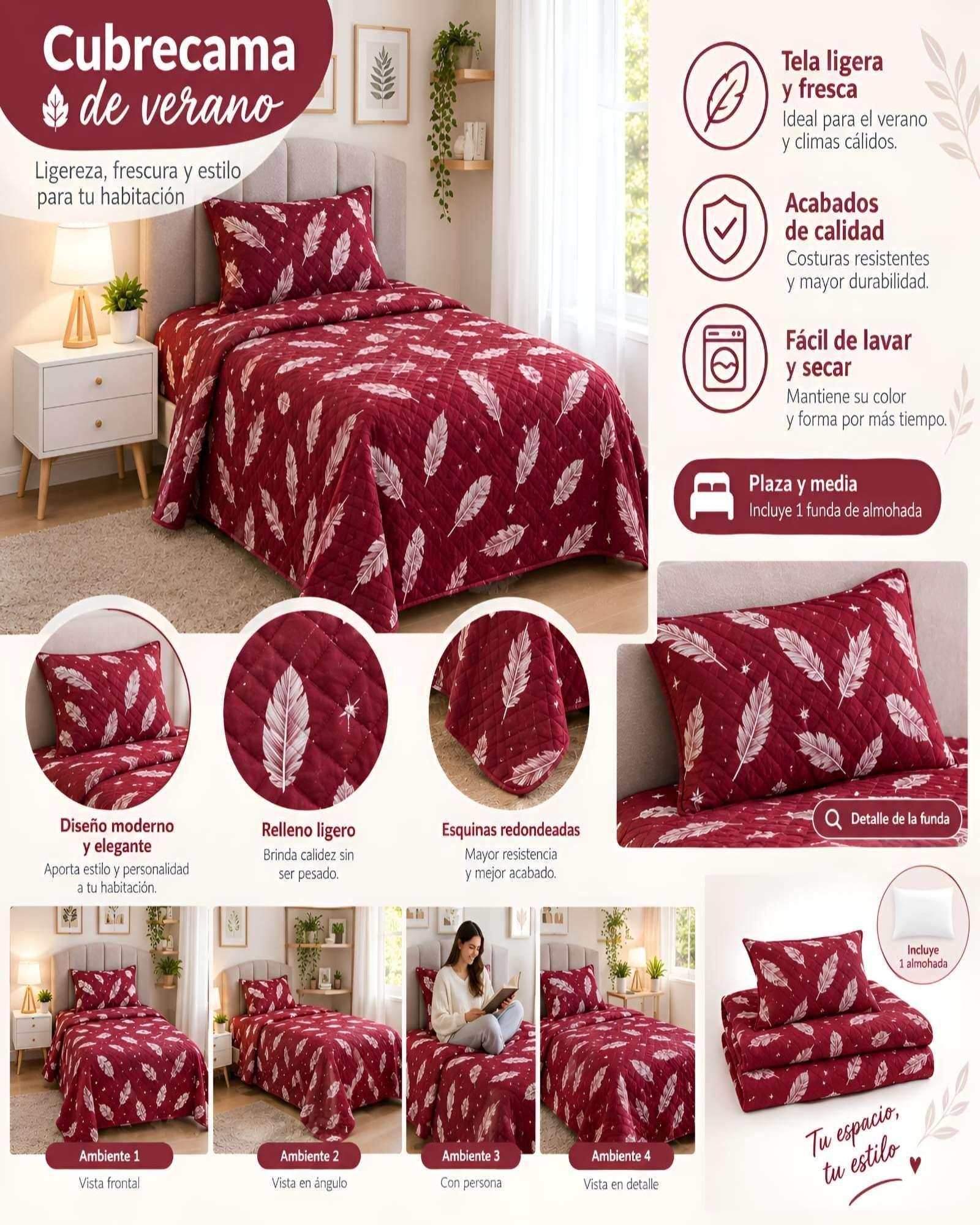 Quilt 1.5 Plazas 180x230 cm + Funda de Almohada-1