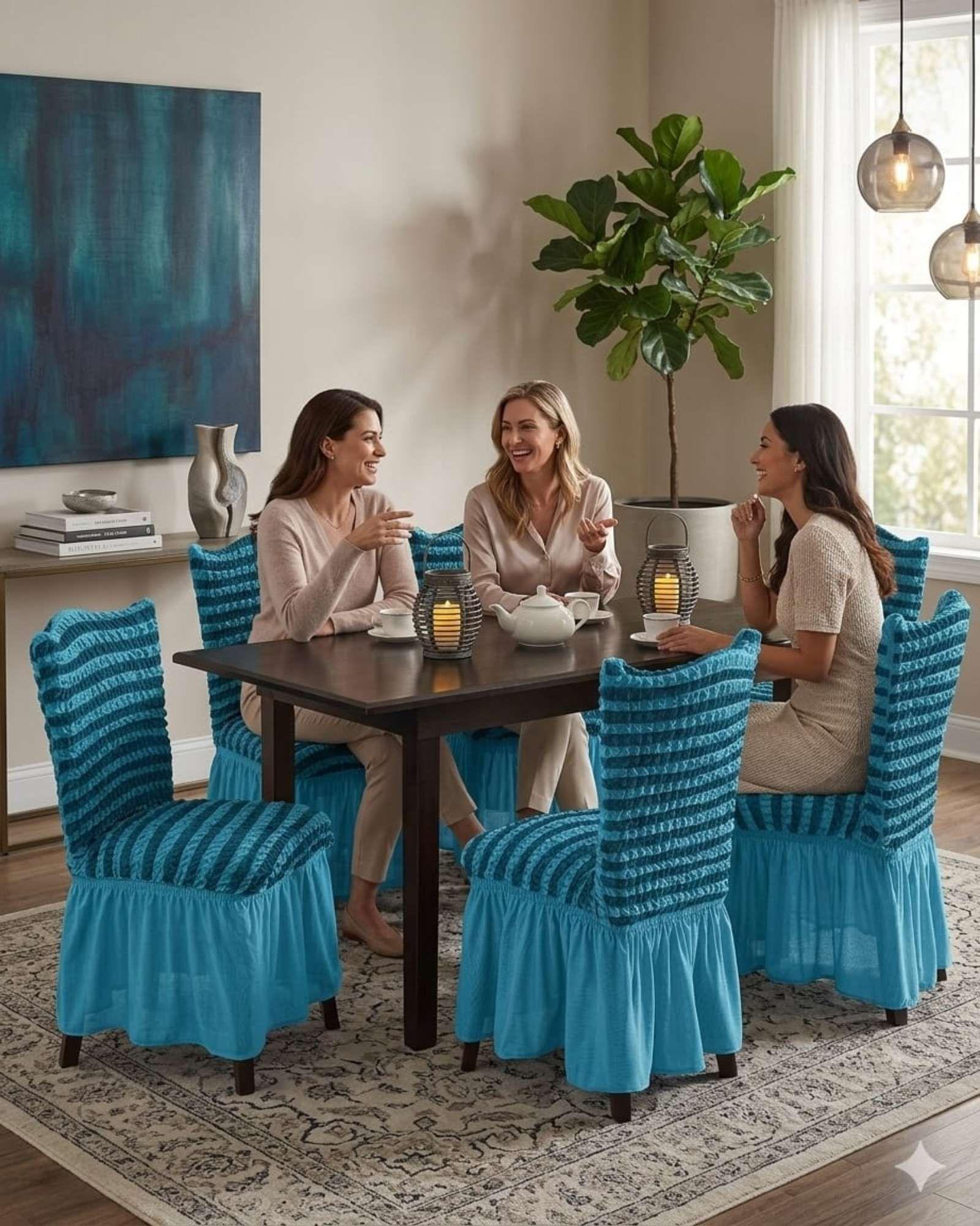 JUEGO DE 6 FUNDAS PARA SILLAS DISEÑO TURKA DE LINEAS M5-3