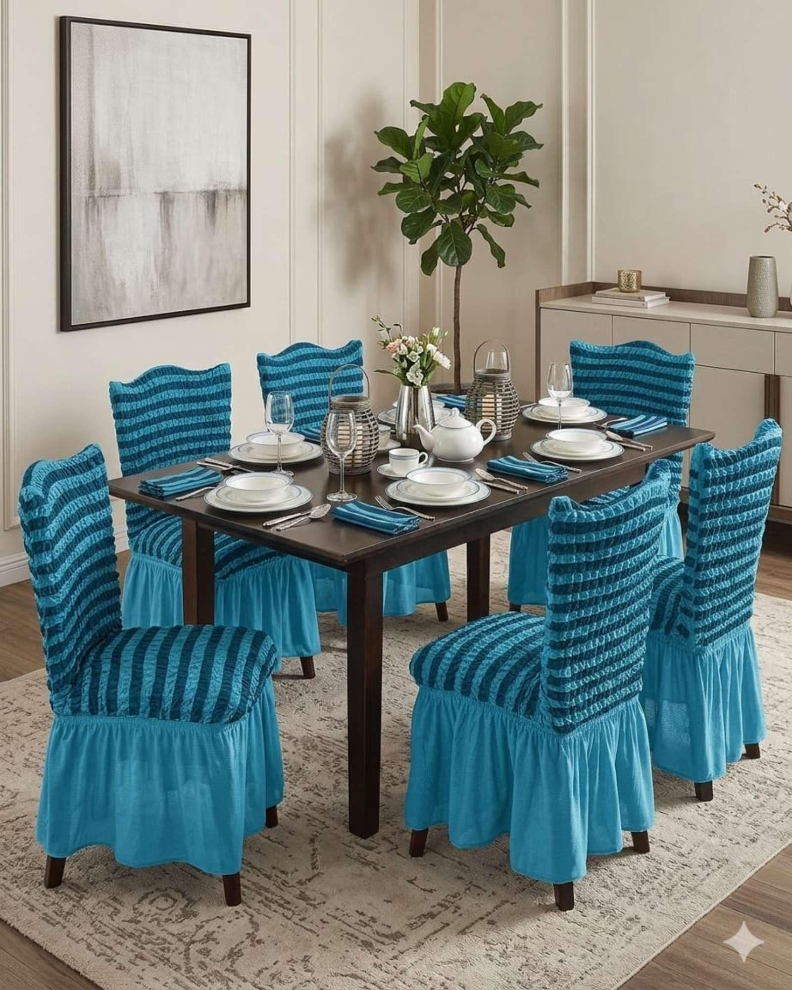 JUEGO DE 6 FUNDAS PARA SILLAS DISEÑO TURKA DE LINEAS M5-4