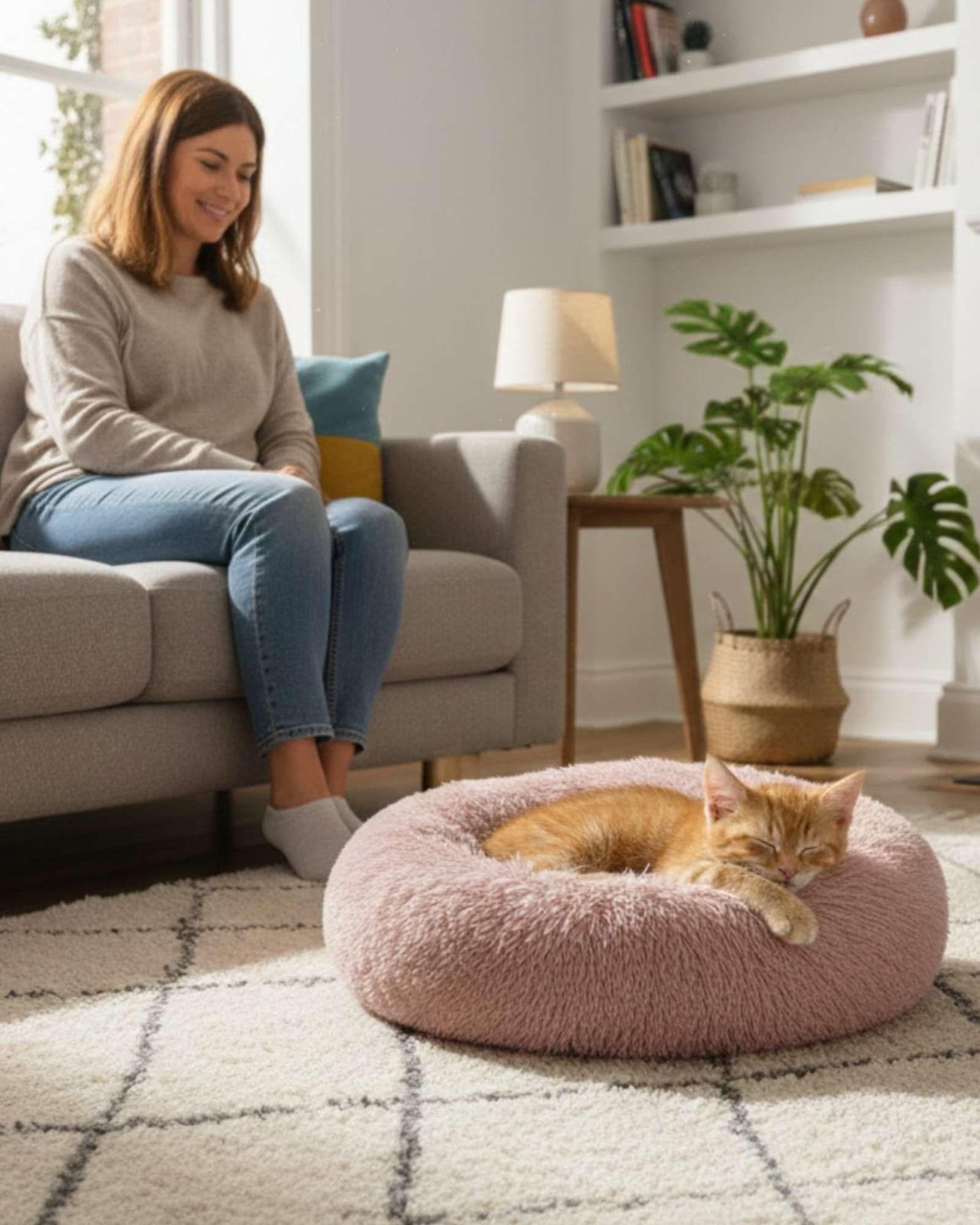Cama Acolchada de Alta Densidad para tus mascotas 50 cm rosa-3