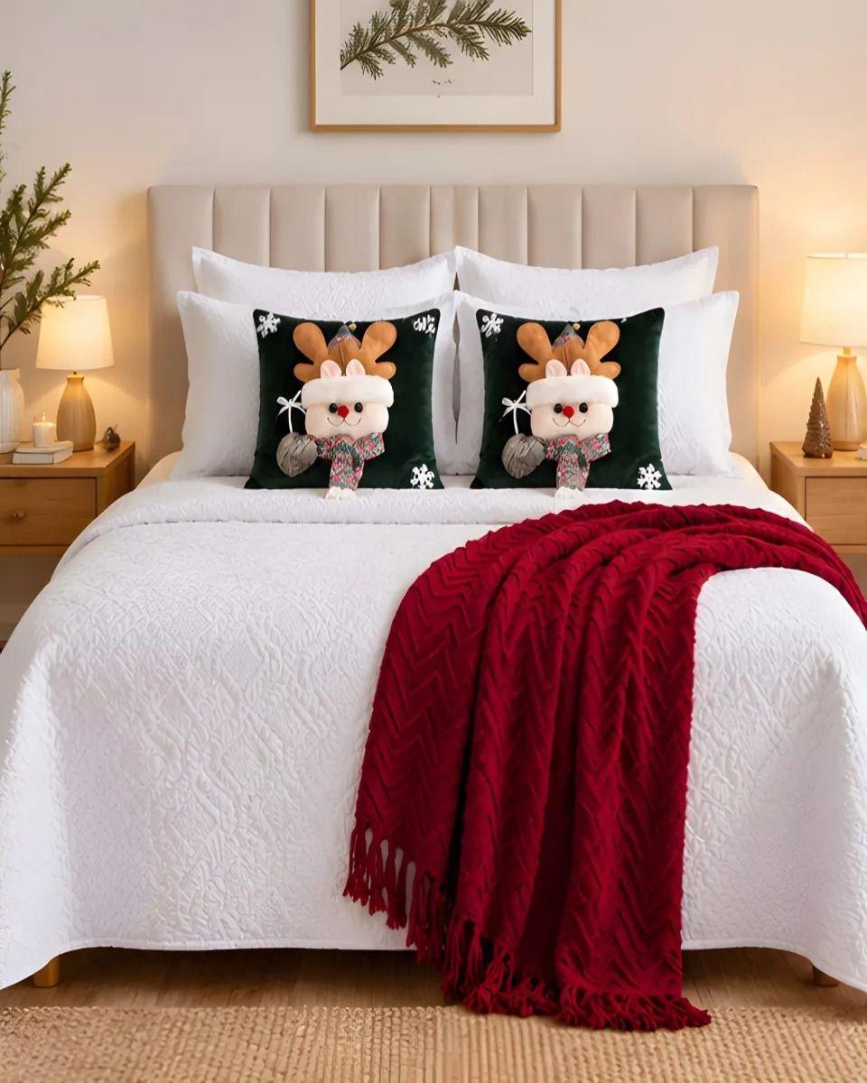 Cubrecama Texturizado Navideño con Manta 1.5 Plaza m4-1
